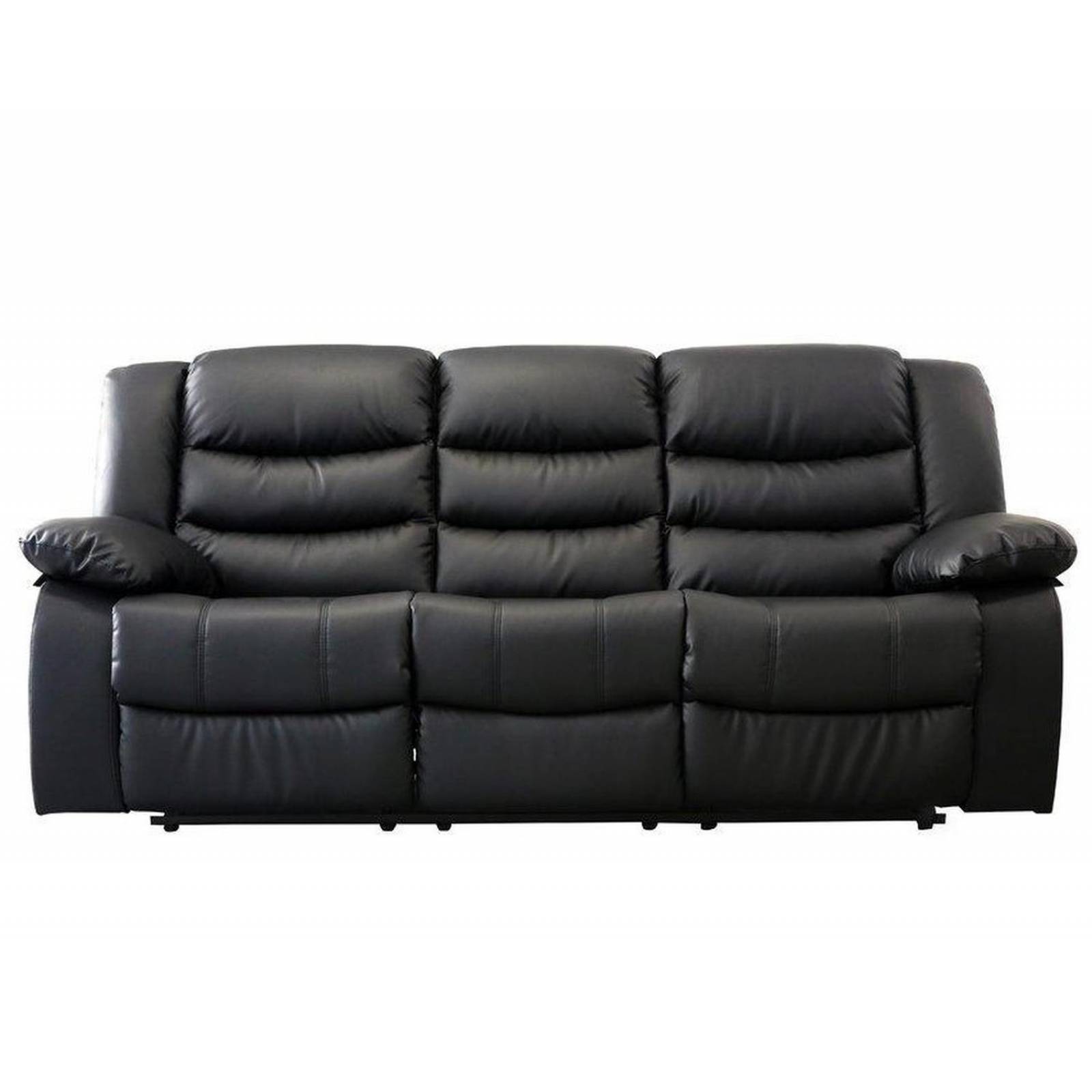 Sofá reclinable para muebles de sala de estar, 3 piezas, sofá reclinable de  cuero regenerado negro, sofá reclinable doble reclinable, sofá reclinable