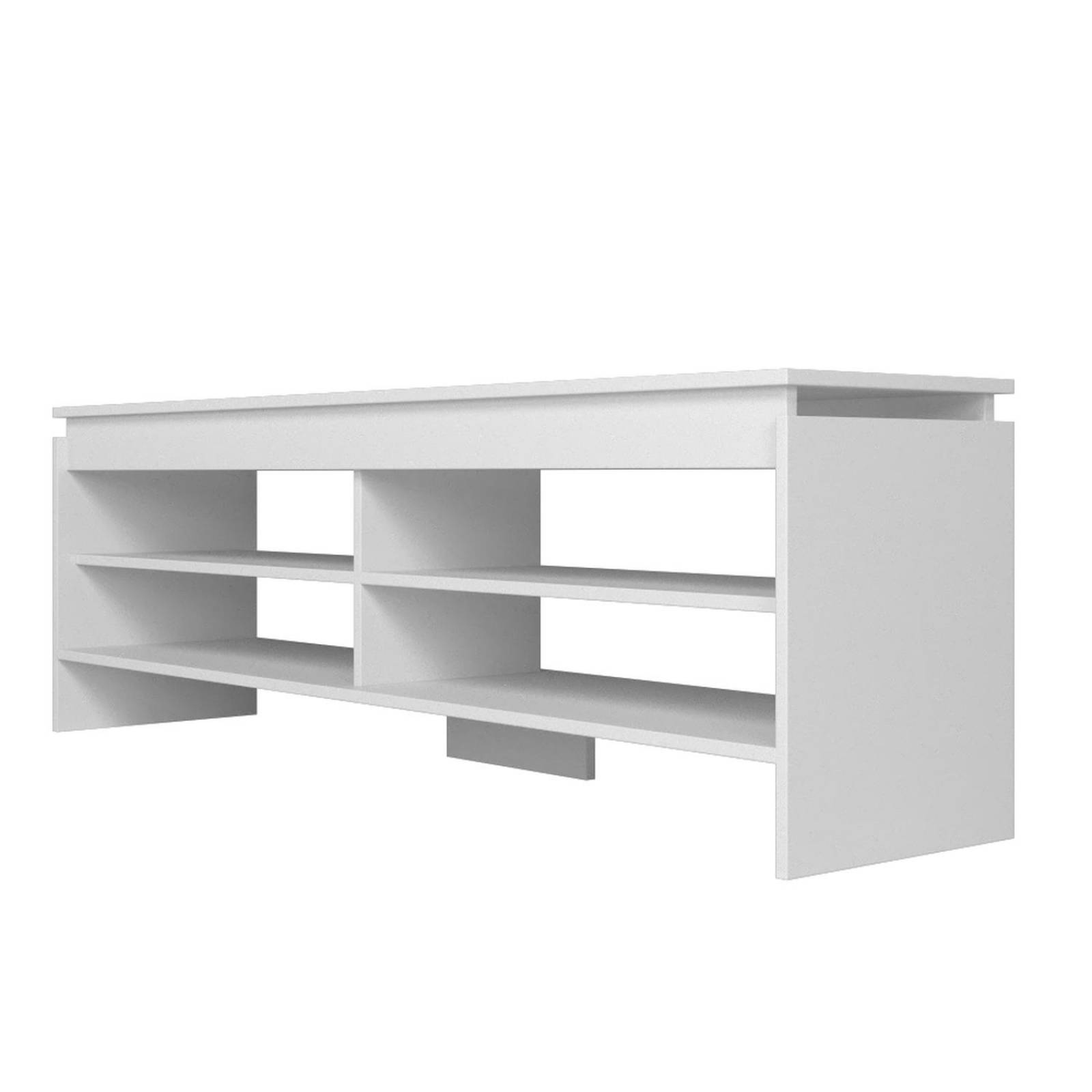 Mueble Mesa de TV con 4 Estantes, Estilo Moderno, de Madera Blanco