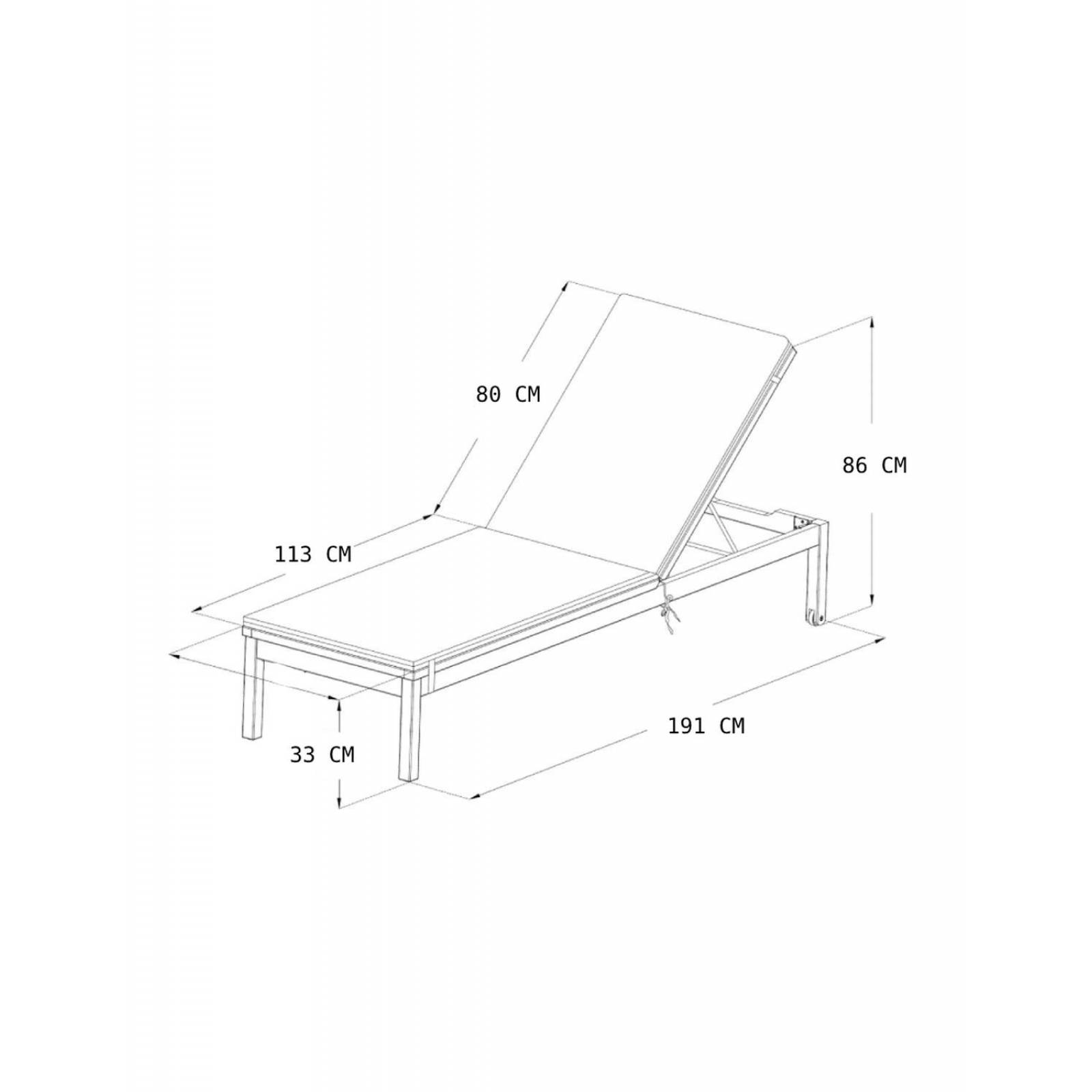 Camastro Washburn de Madera con Cojin para Jardin y Exterior .