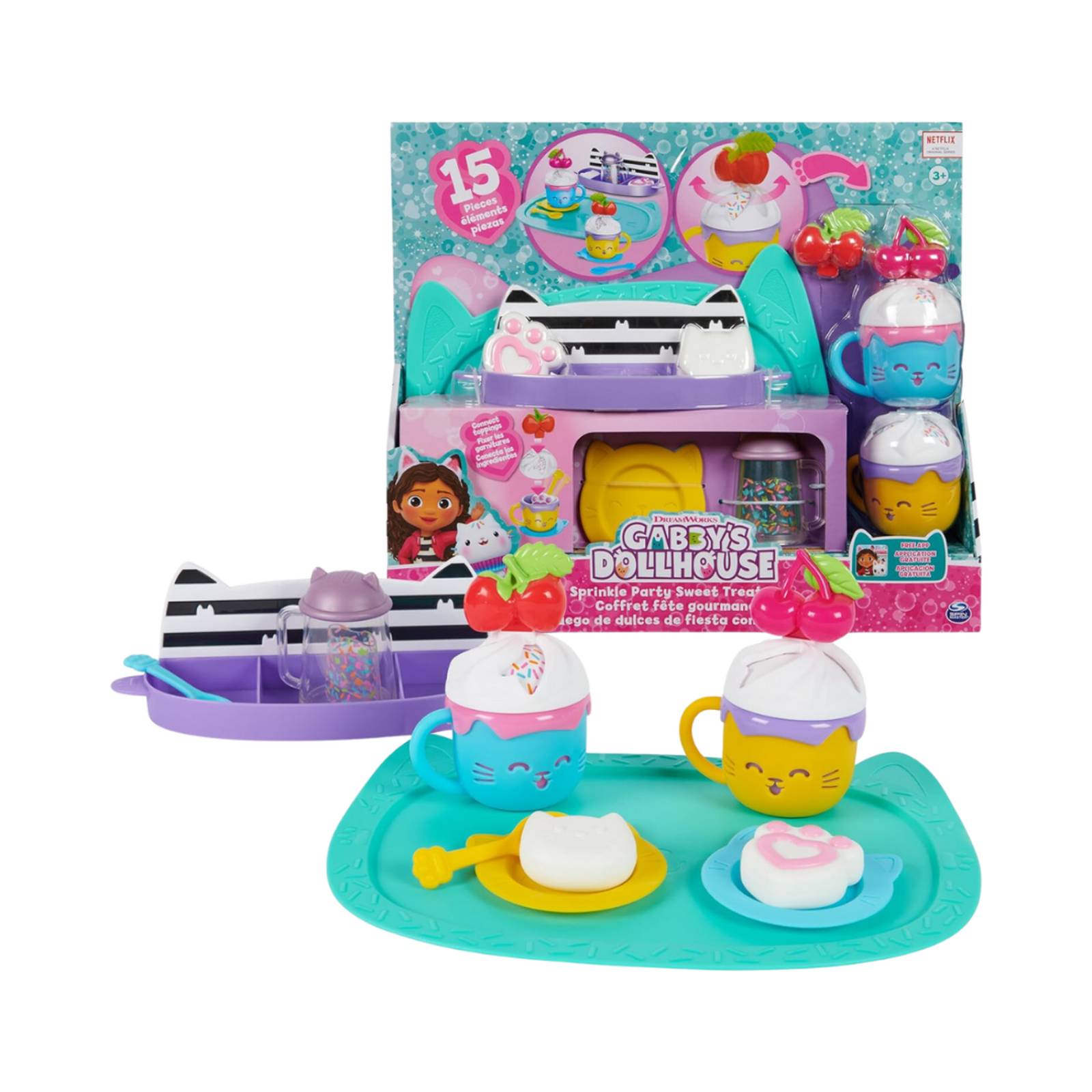 La casa de muñecas de Gabby juego de dulces de fiesta con confety 
