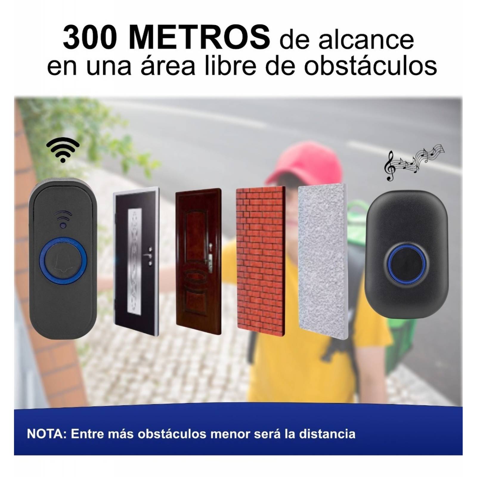 Timbre Inalámbrico Impermeable 1 Transmisor 1 Receptor 300m