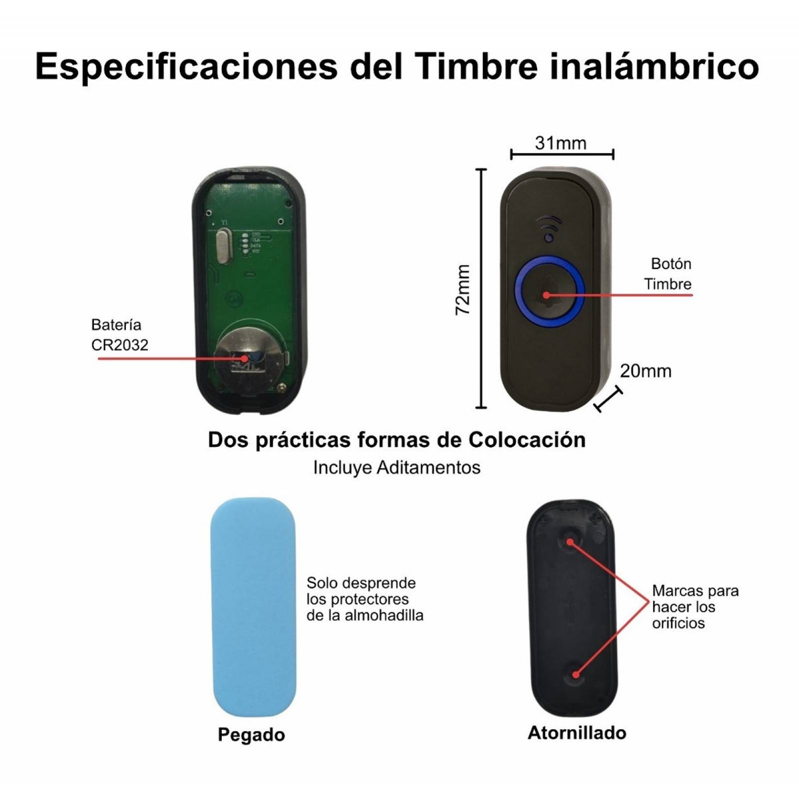 Timbre Inalámbrico Impermeable 1 Transmisor 1 Receptor 300m