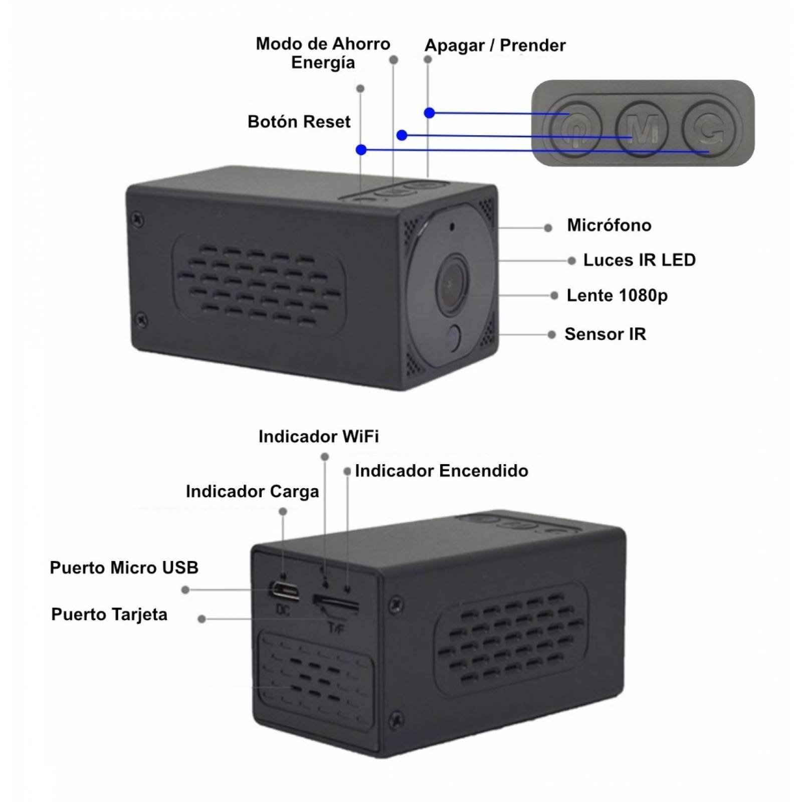 Cámara Ip Wifi Espía Oculta Mini 1080p Microfono - Micro Sd