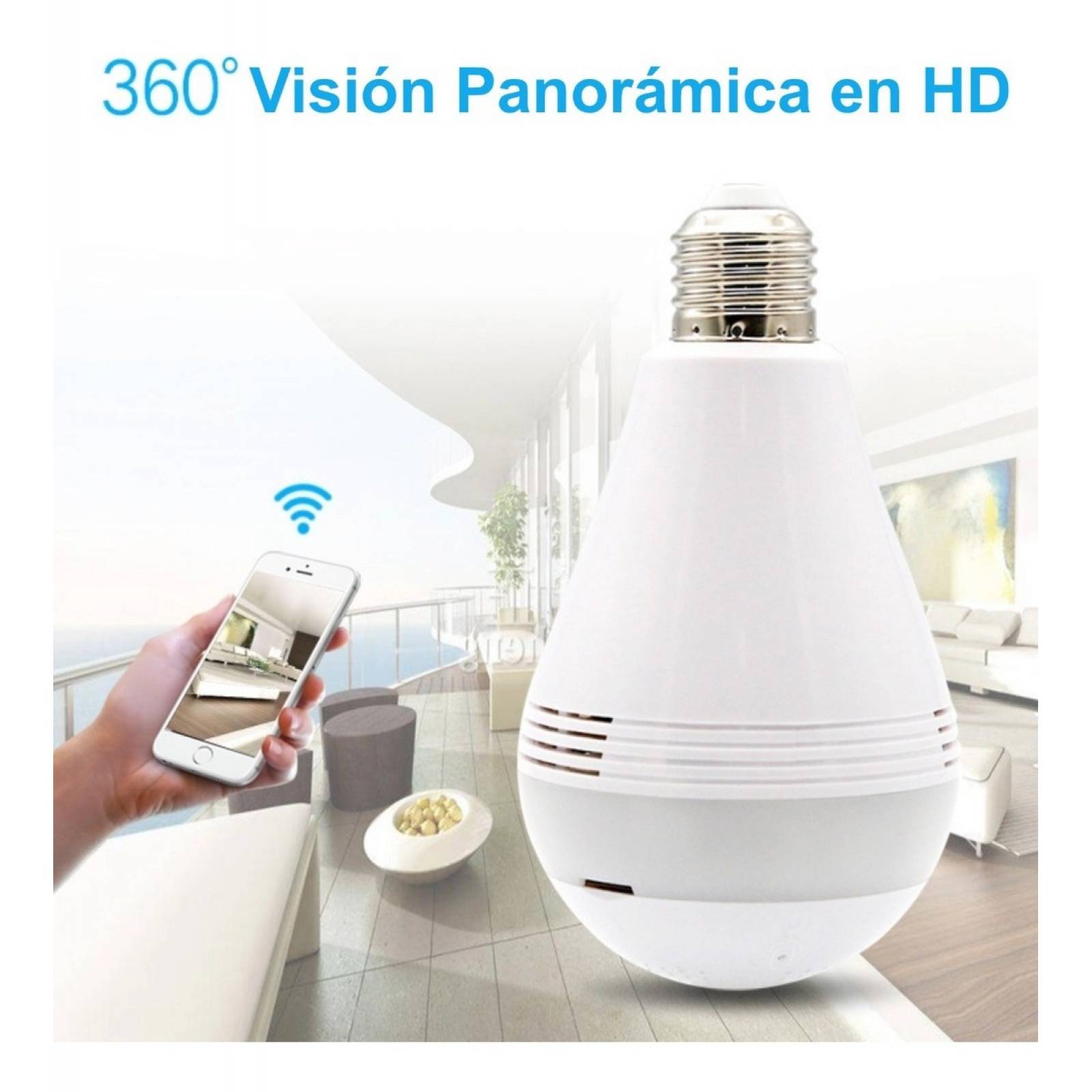 Cámara Foco Espia Wifi Ultra Hd Visión Nocturna De 3mp 360