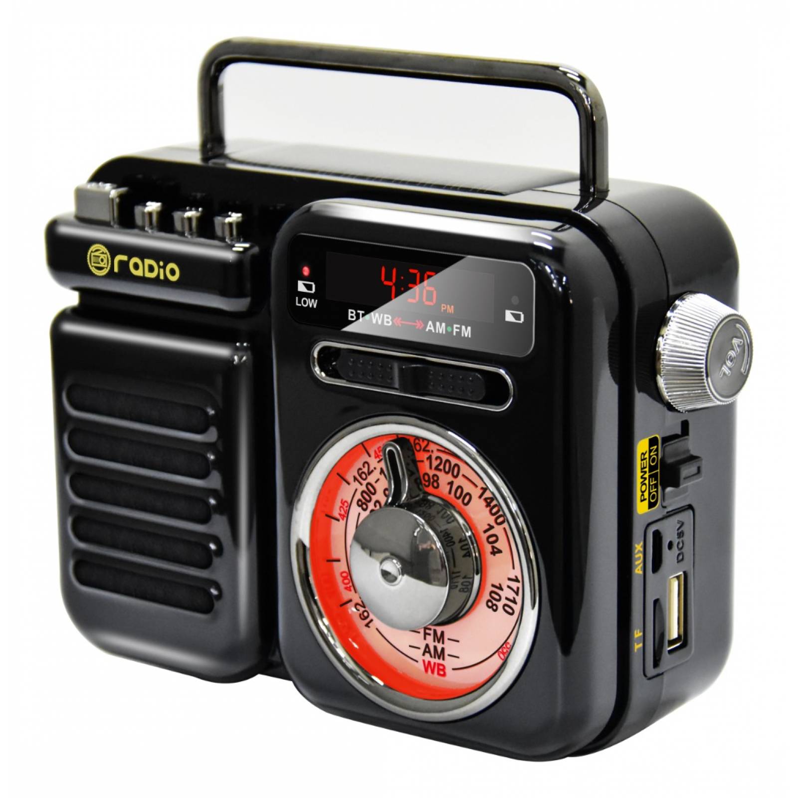 Radio Emergencia Bluetooth Vintage Dínamo Solar Con Linterna