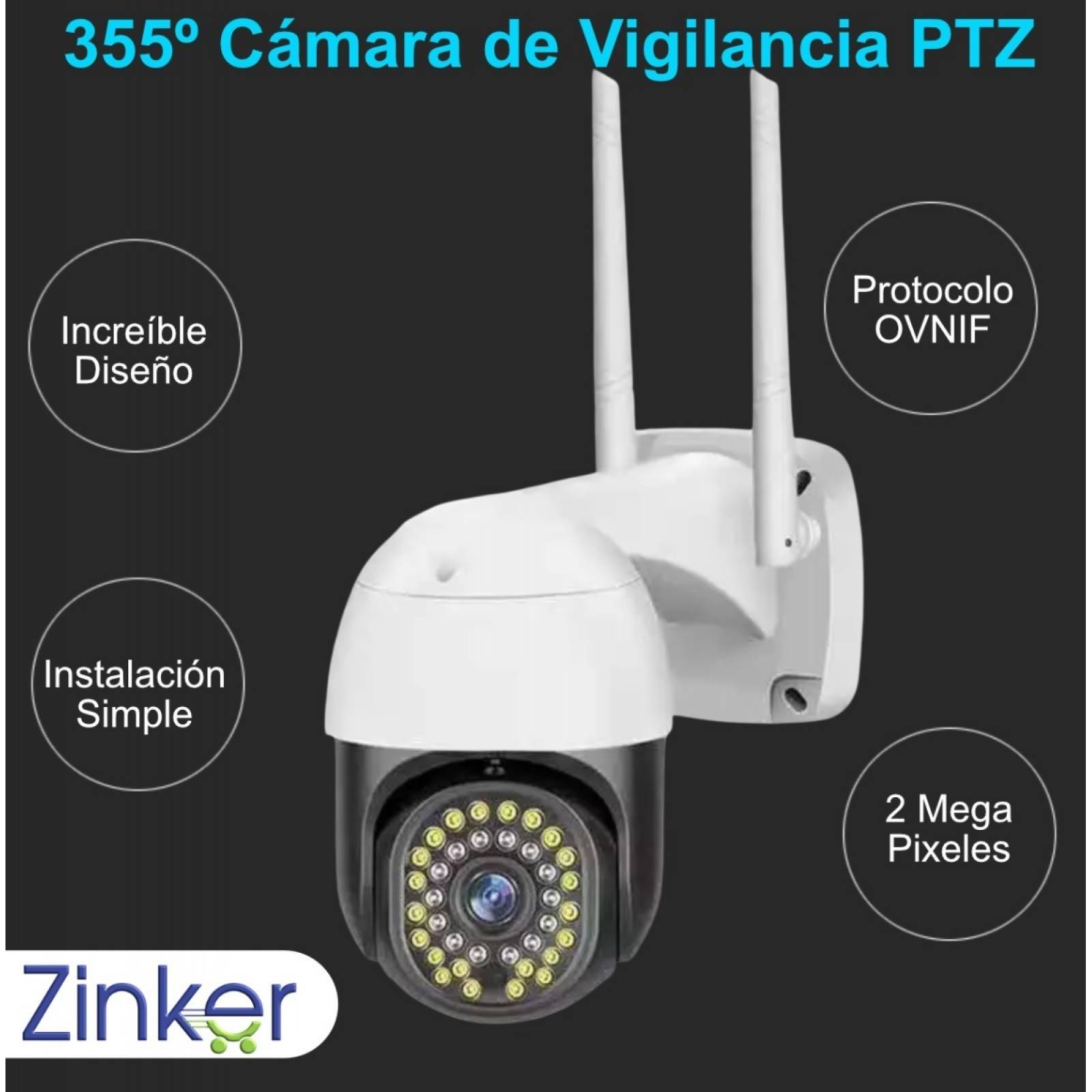Camara Ip Exterior Wifi Robot Ptz Full Hd 1080p 2mp 360grado
