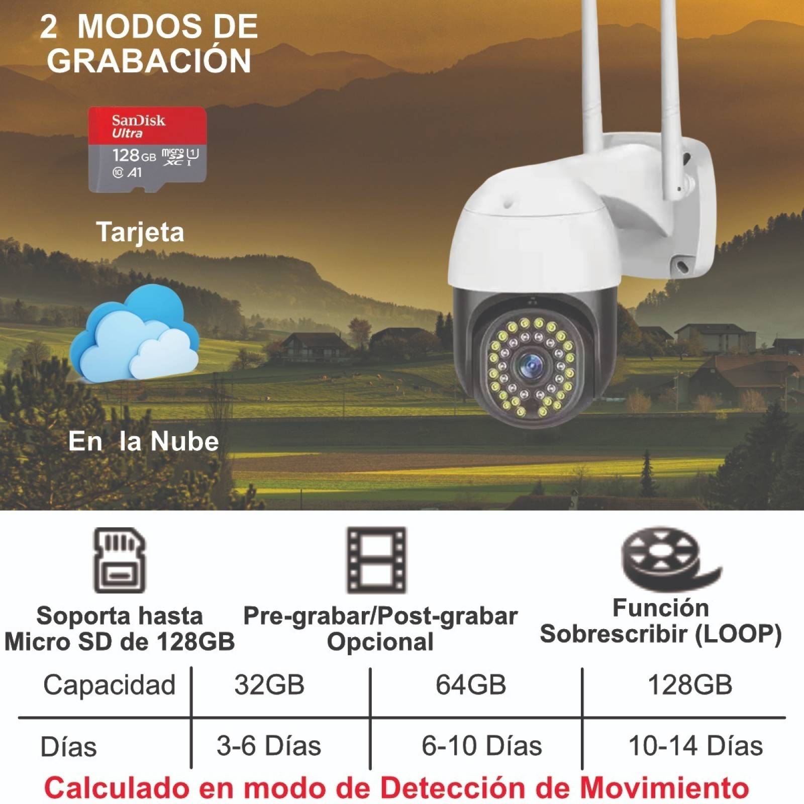 Camara Ip Exterior Wifi Robot Ptz Full Hd 1080p 2mp 360grado