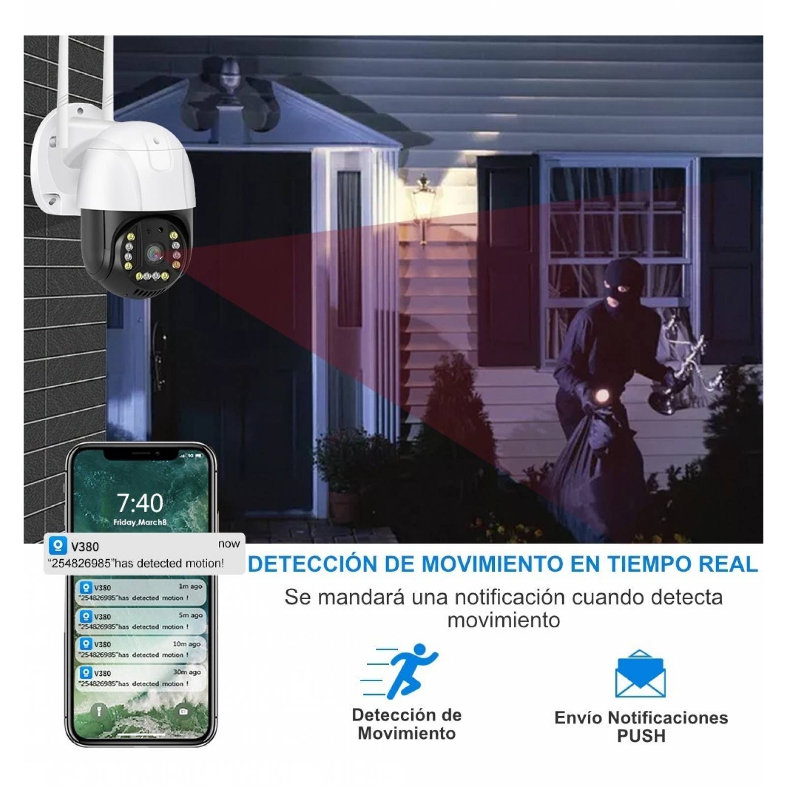 Camara Ip Wifi Vigilancia Exterior 5mp V Nocturna Ptz Audio