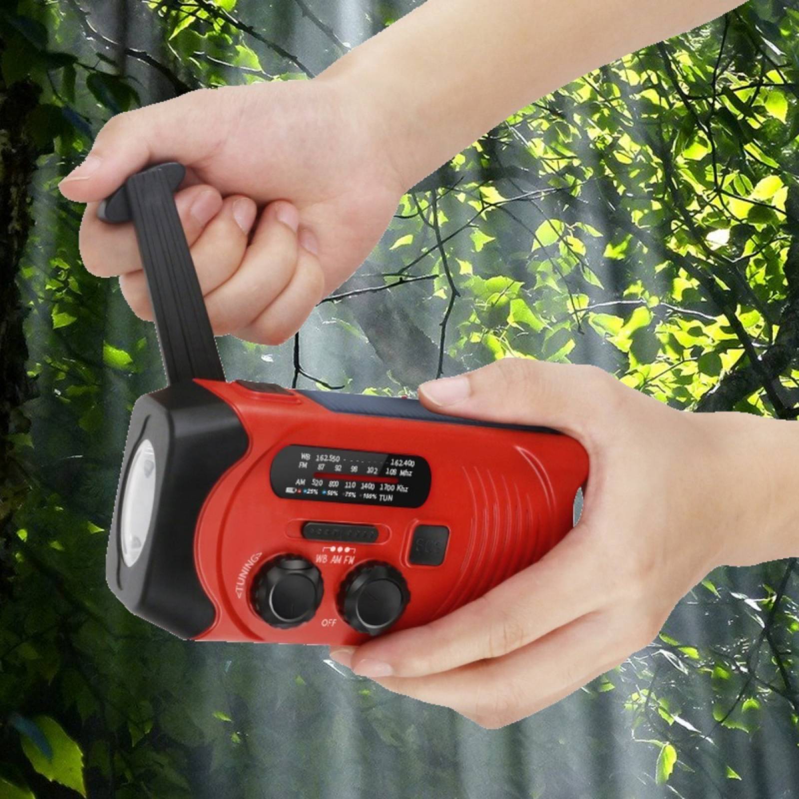 Radio Solar Emergencia Portatil Recargable Powerbank Luz Led Rojo