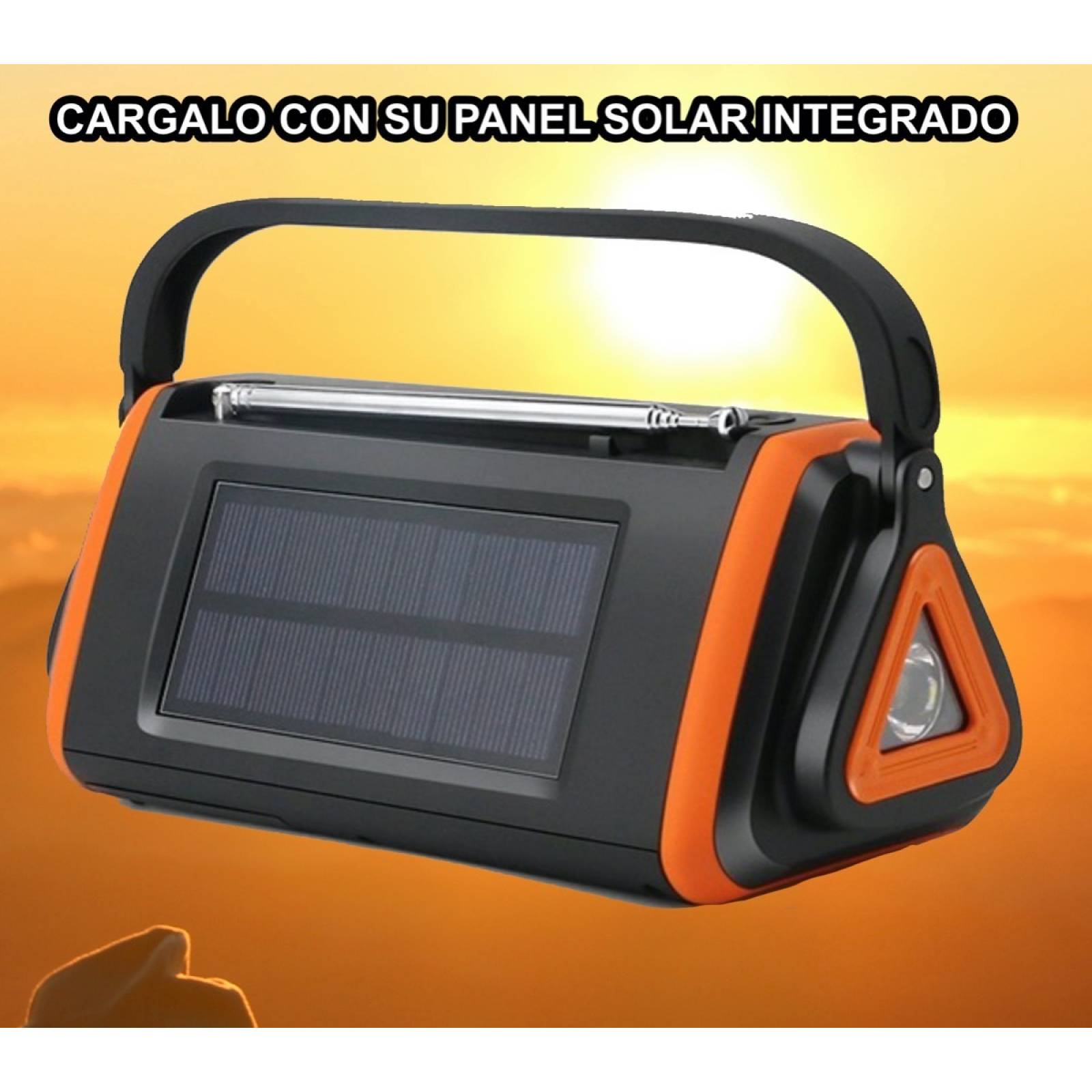 Radio Emergencia Supervivencia Con Lampara Power Bank Dinamo Naranja