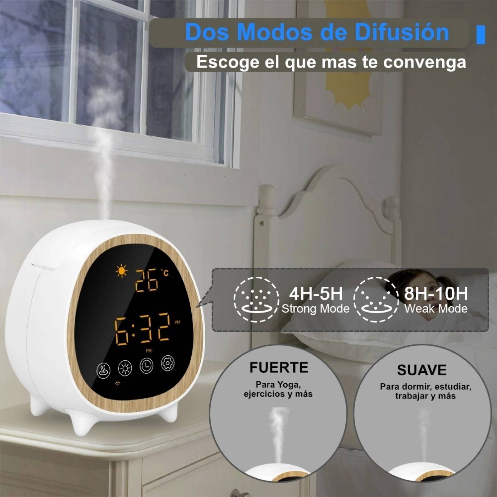 Difusor De Aromas Aromaterapia Wifi + 6 Aceites Esenciales