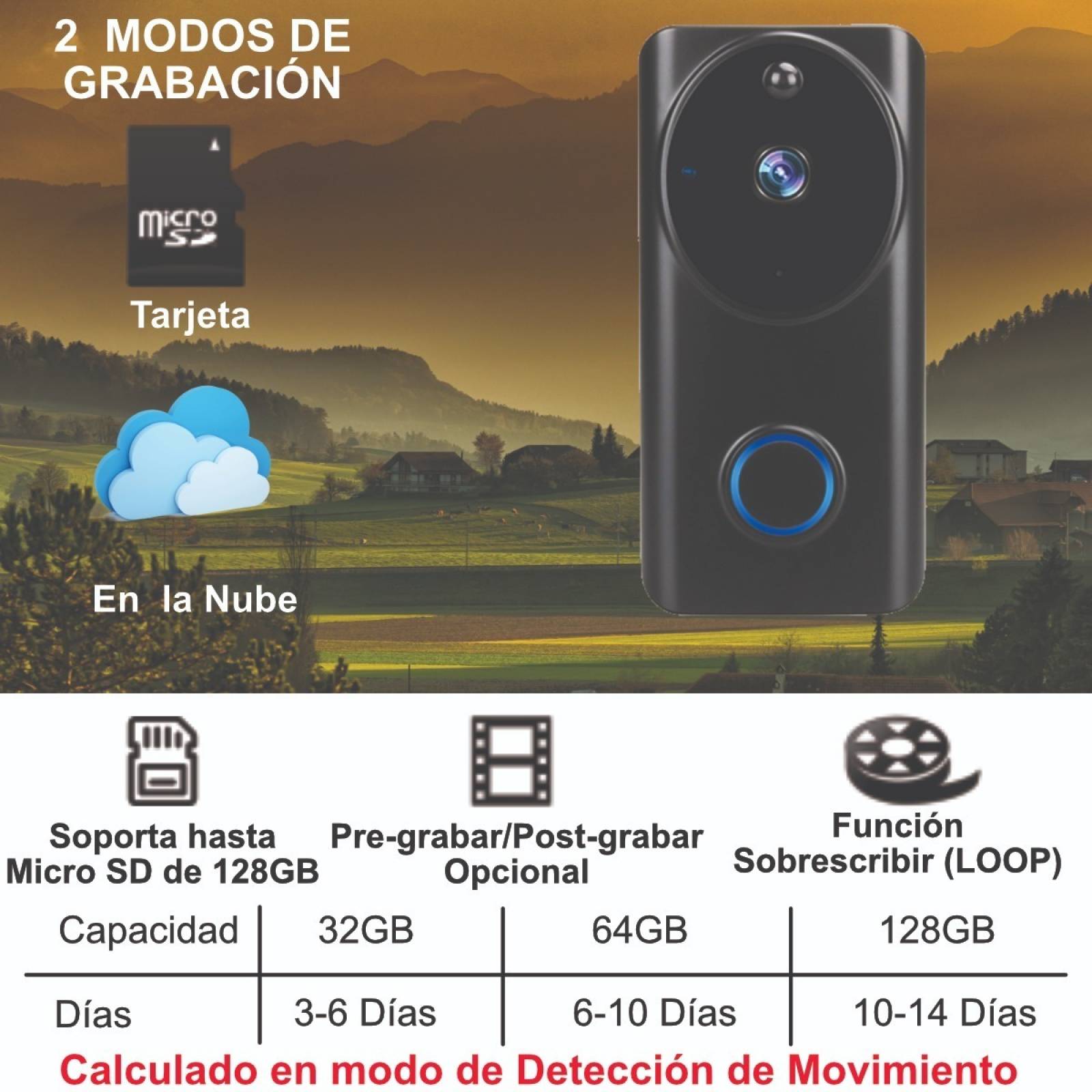 Video Portero Wifi 1080p Exterior Con Campana Alexa Google