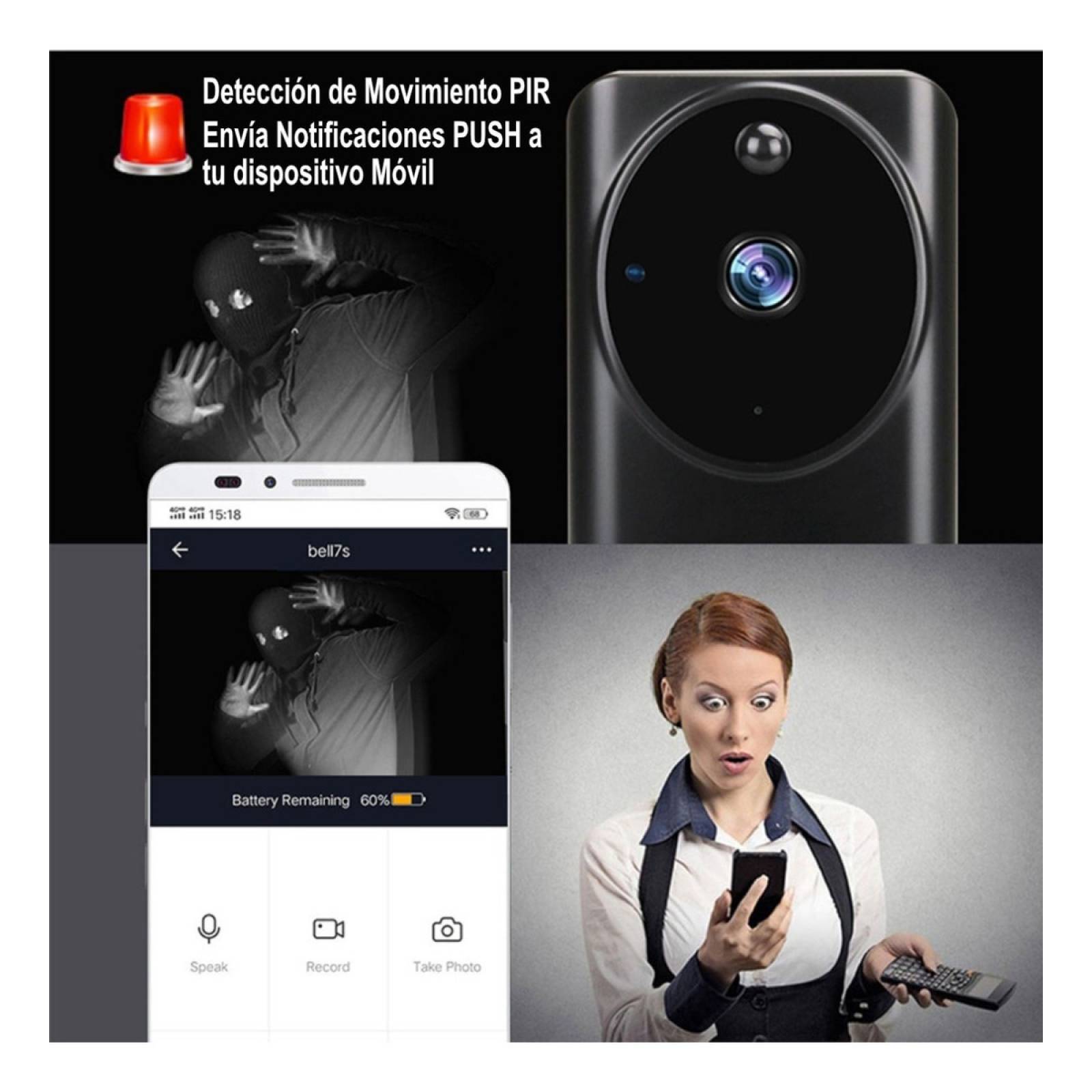 Video Portero Wifi 1080p Exterior Con Campana Alexa Google