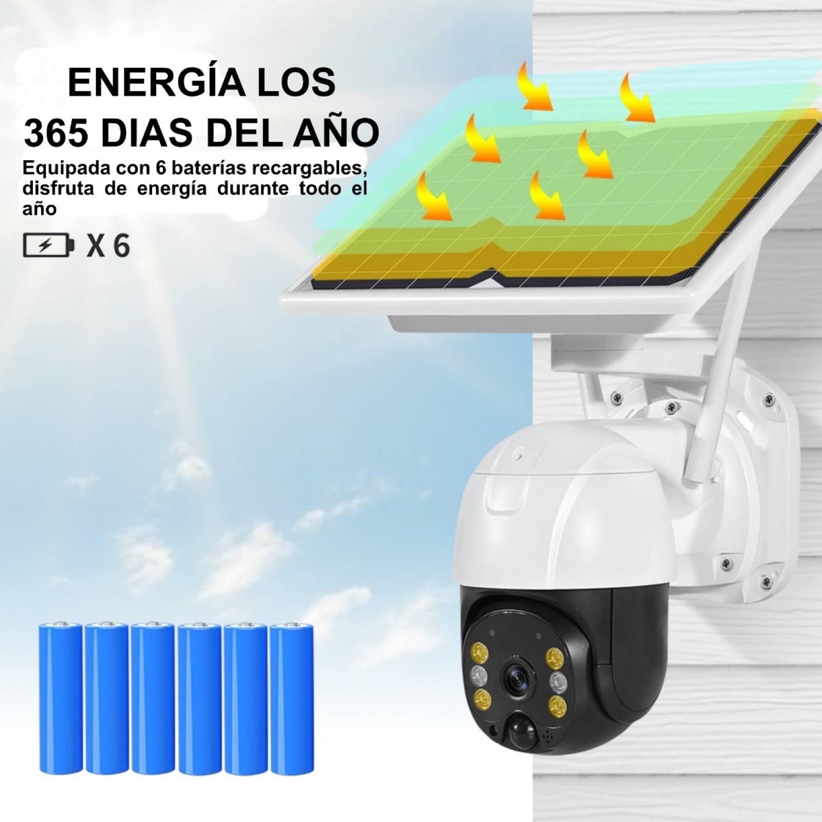 Camara Wifi Solar Cctv Panel Con Baterías Full Hd 3mp Icsee