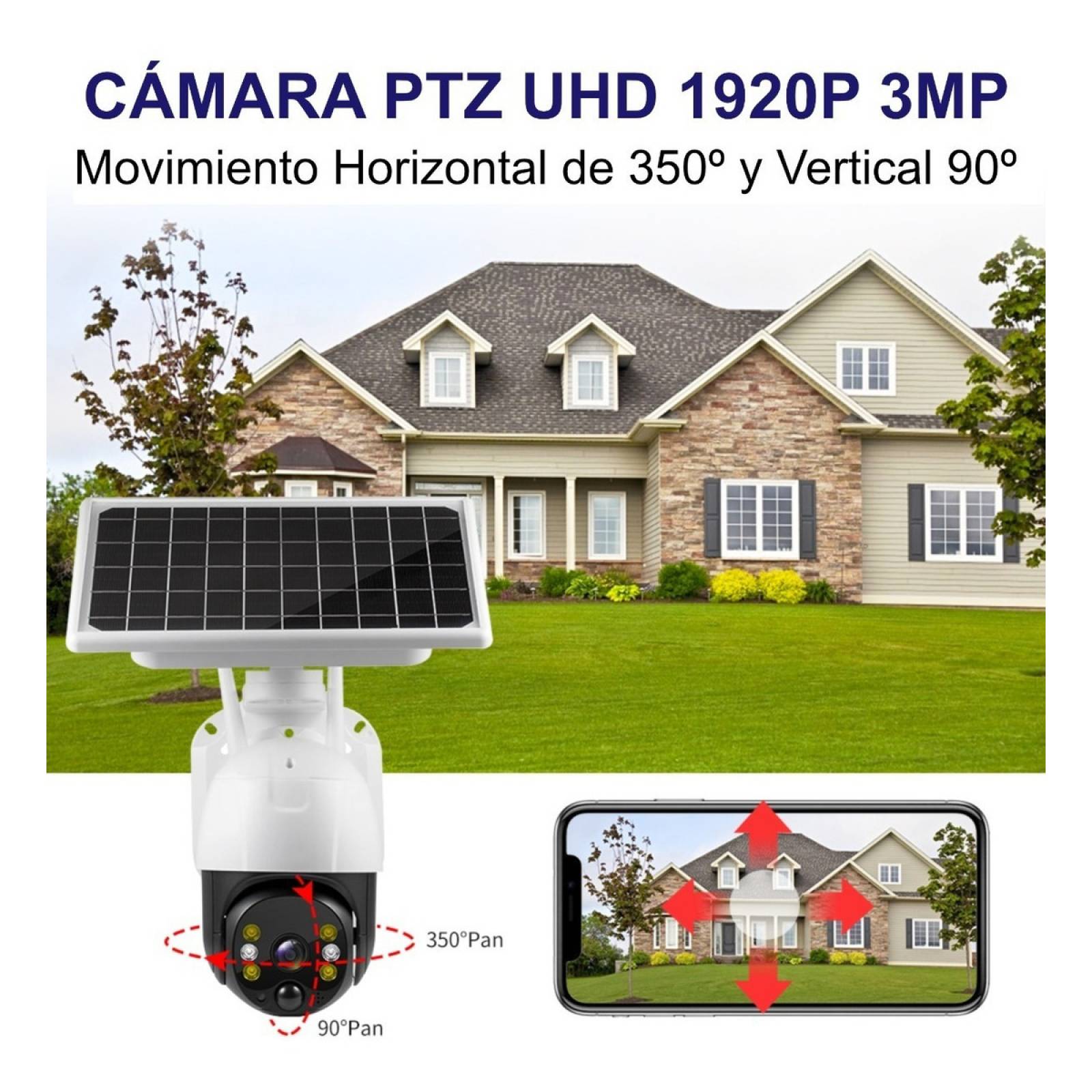 Camara Wifi Solar Cctv Panel Con Baterías Full Hd 3mp Icsee