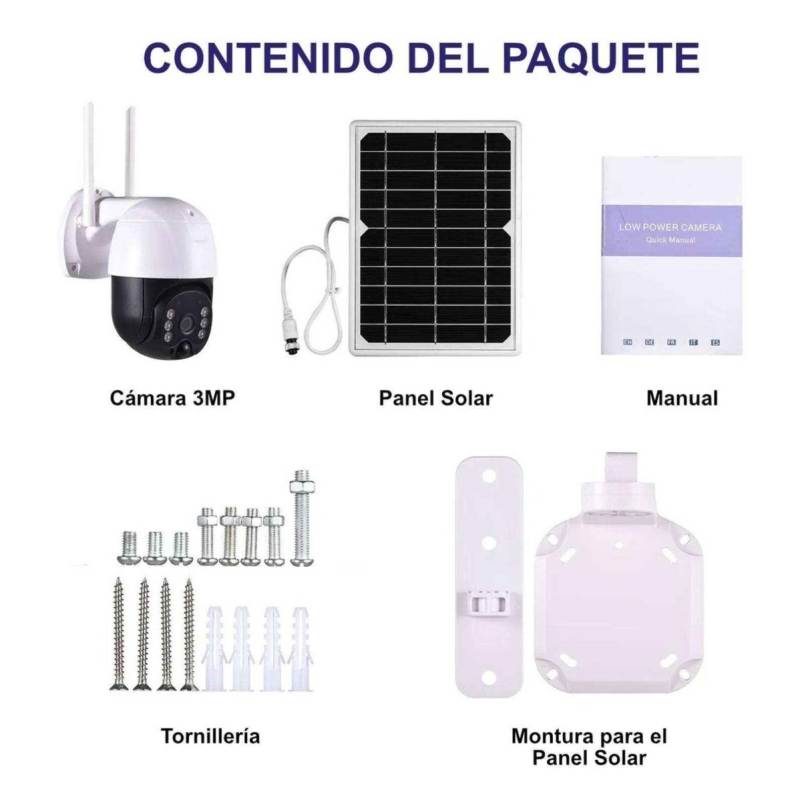 Camara Wifi Solar Cctv Panel Con Baterías Full Hd 3mp Icsee