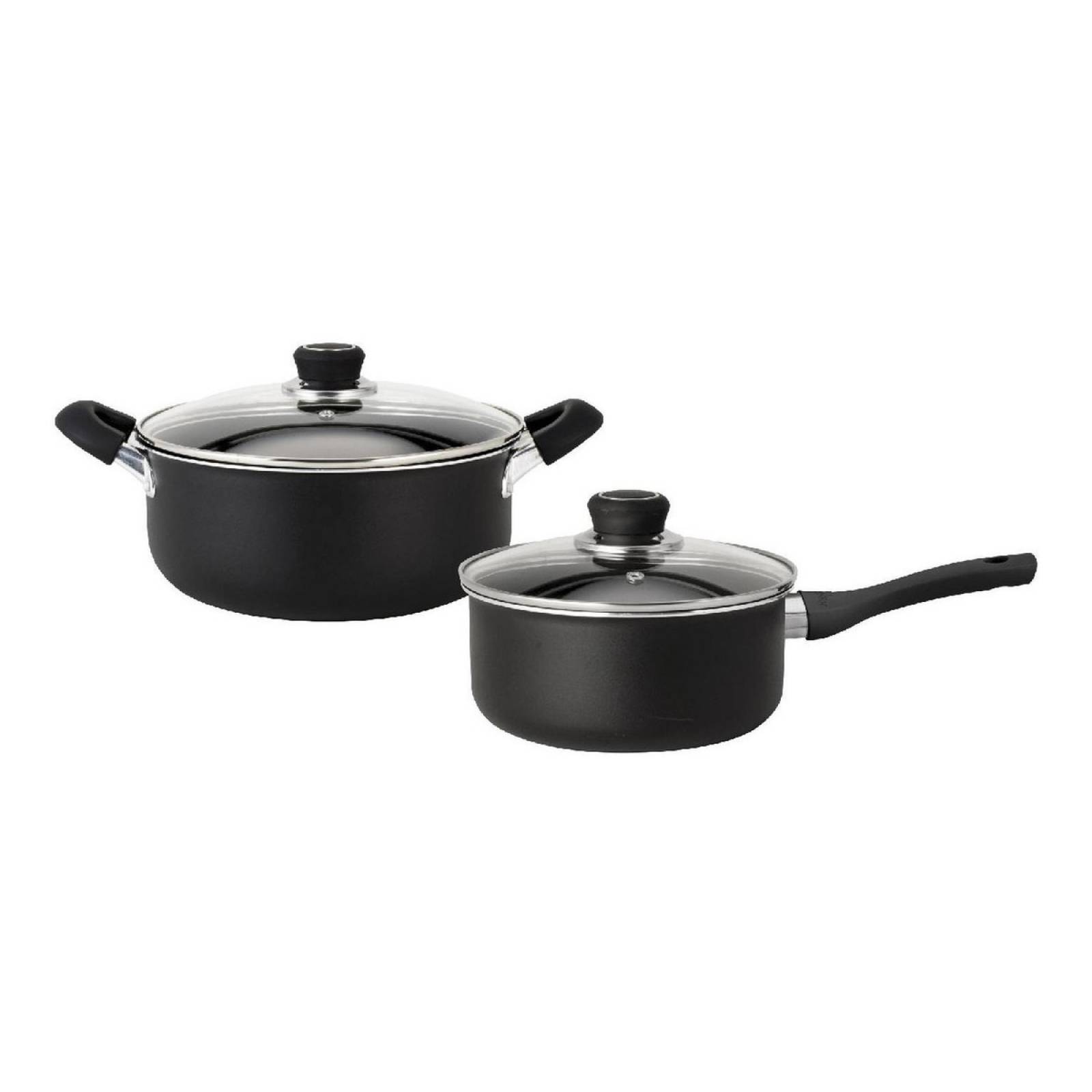 Juego De Ollas Hudson 4 Piezas 18 Y 22 Cm Aluminio Negro