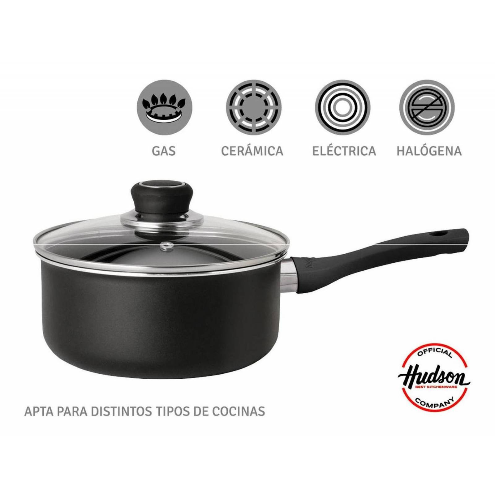 Juego De Ollas Hudson 4 Piezas 18 Y 22 Cm Aluminio Negro