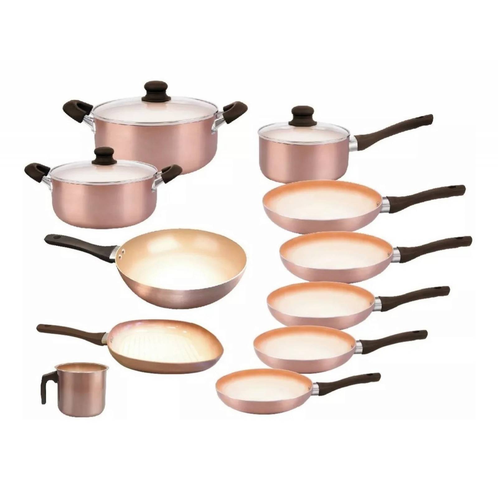 Set 14 Piezas Hudson Cobre Antiadherente Cerámico Degradado