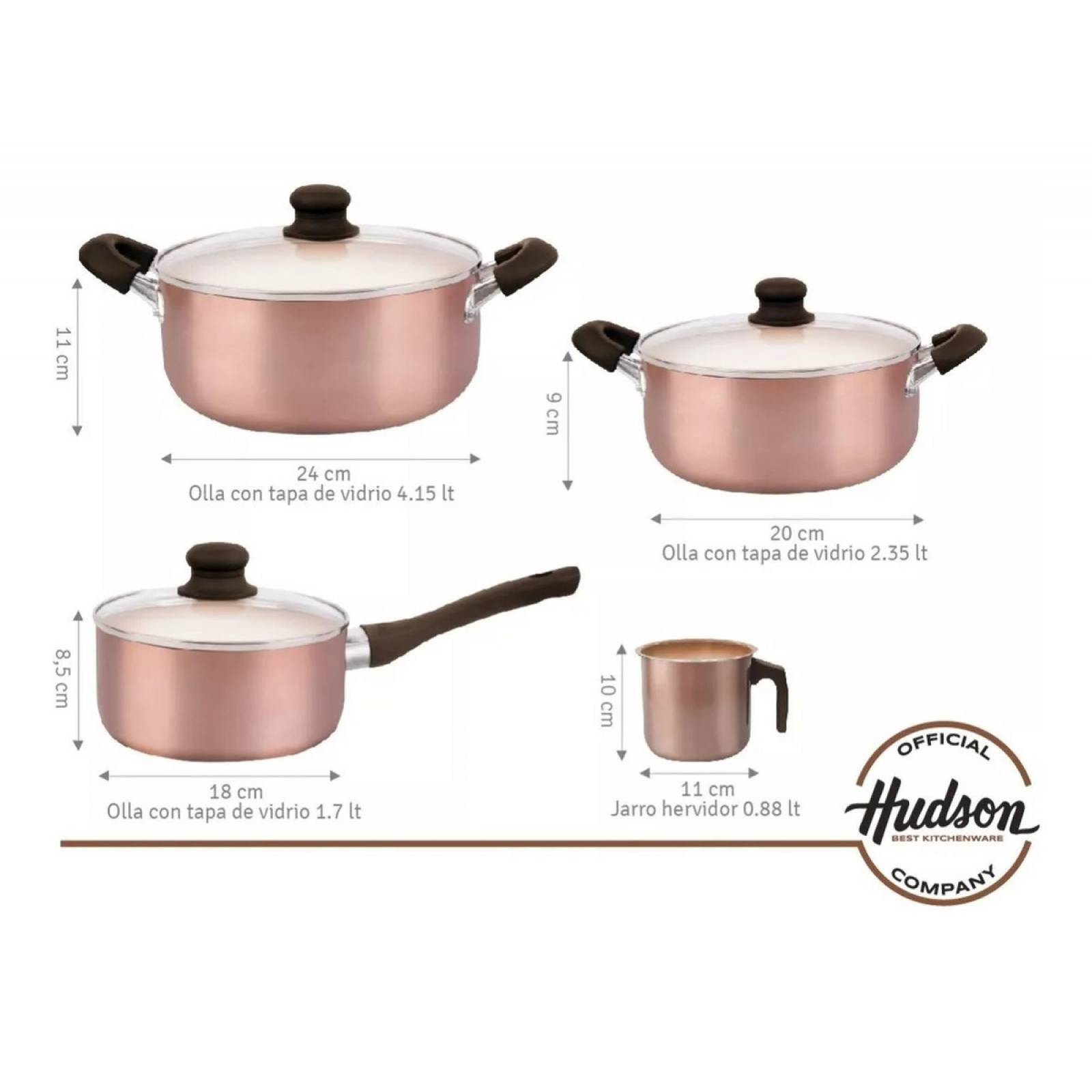 Set 14 Piezas Hudson Cobre Antiadherente Cerámico Degradado