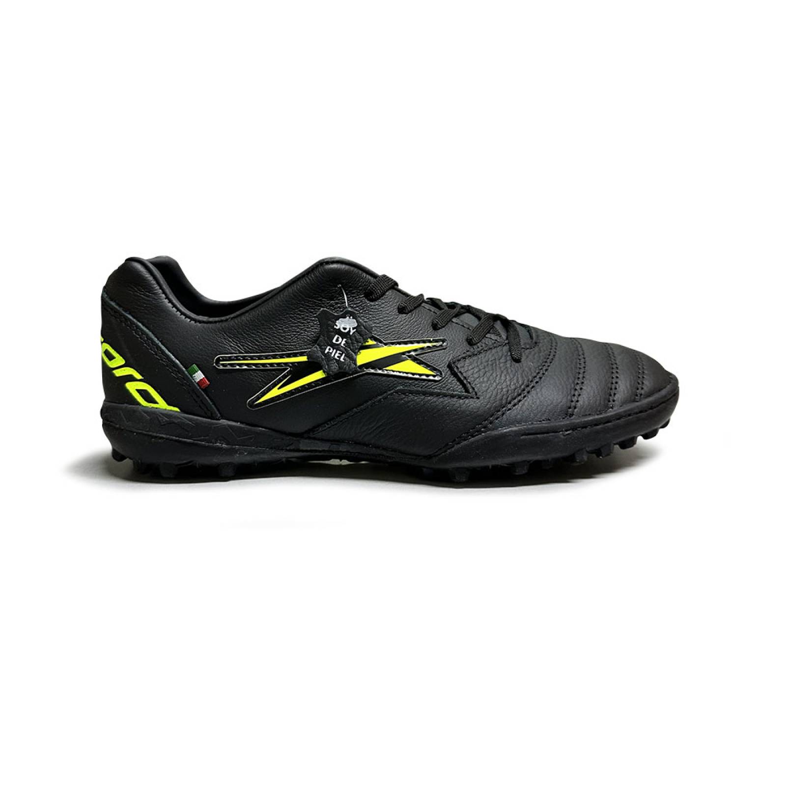 Tenis Eescord Futbol Rapido Hombre 8020 Negro Fluor PIEL