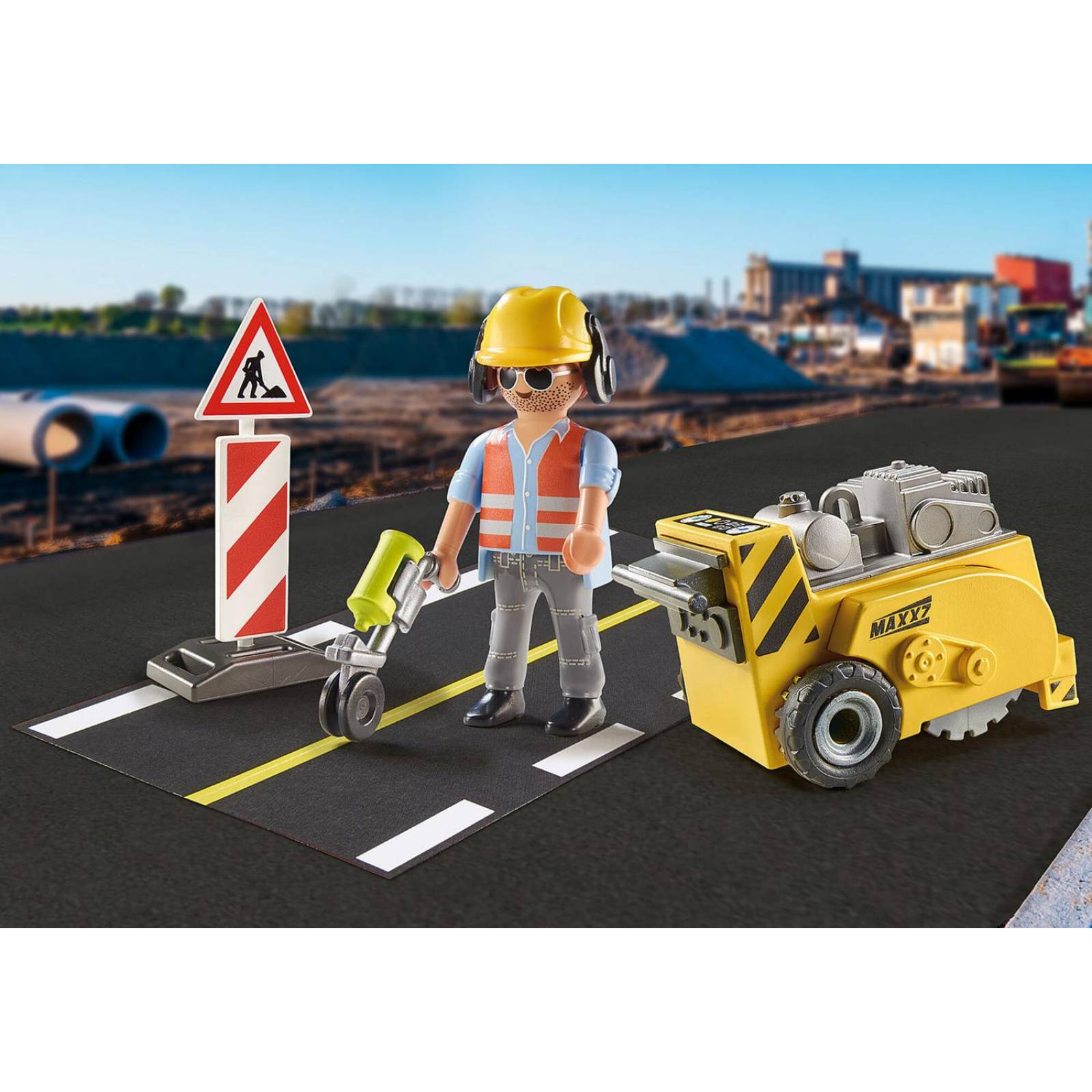 Playmobil City Action: Trabajador de la Construccion con Cortador de Bordes 71185 