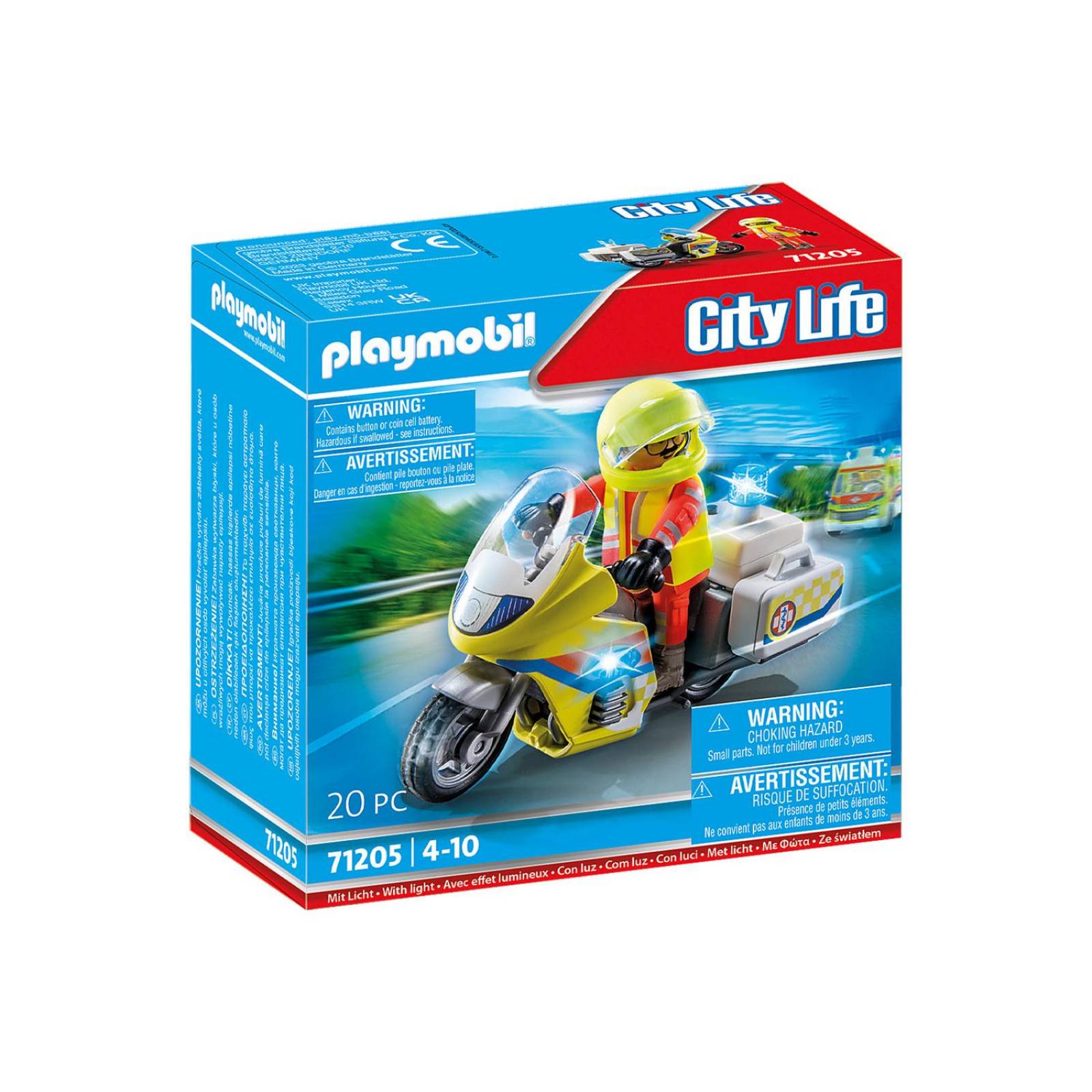Playmobil City Life: Moto de Emergencias con Luz Intermiente 71205 