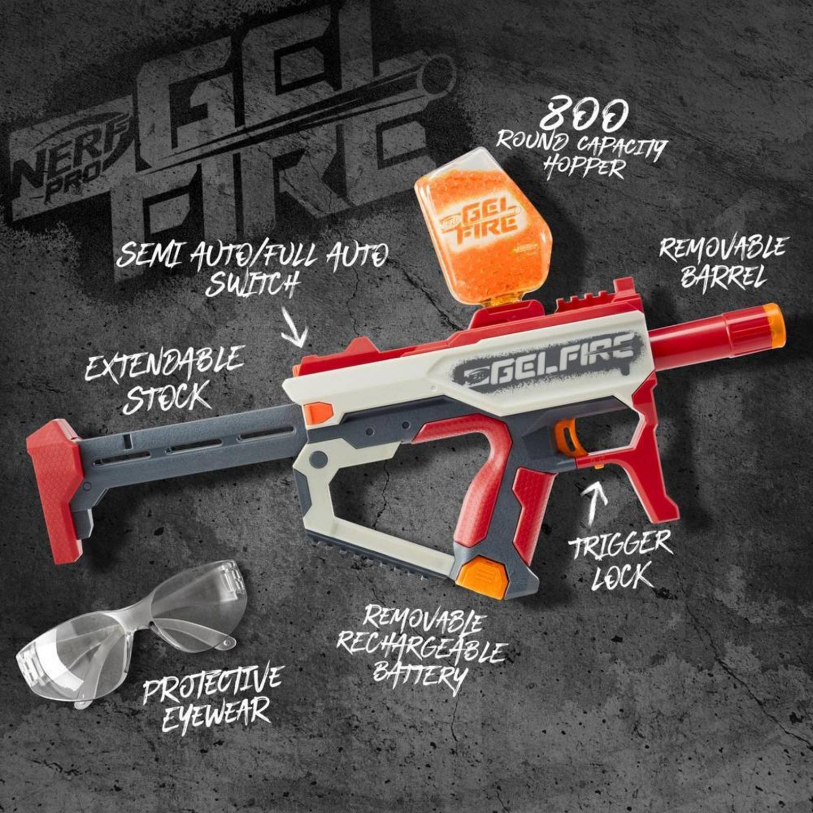 Nerf Pro Gelfire: Mythic Blaster Con 10000 Rondas De Gelfire Deshidratadas 