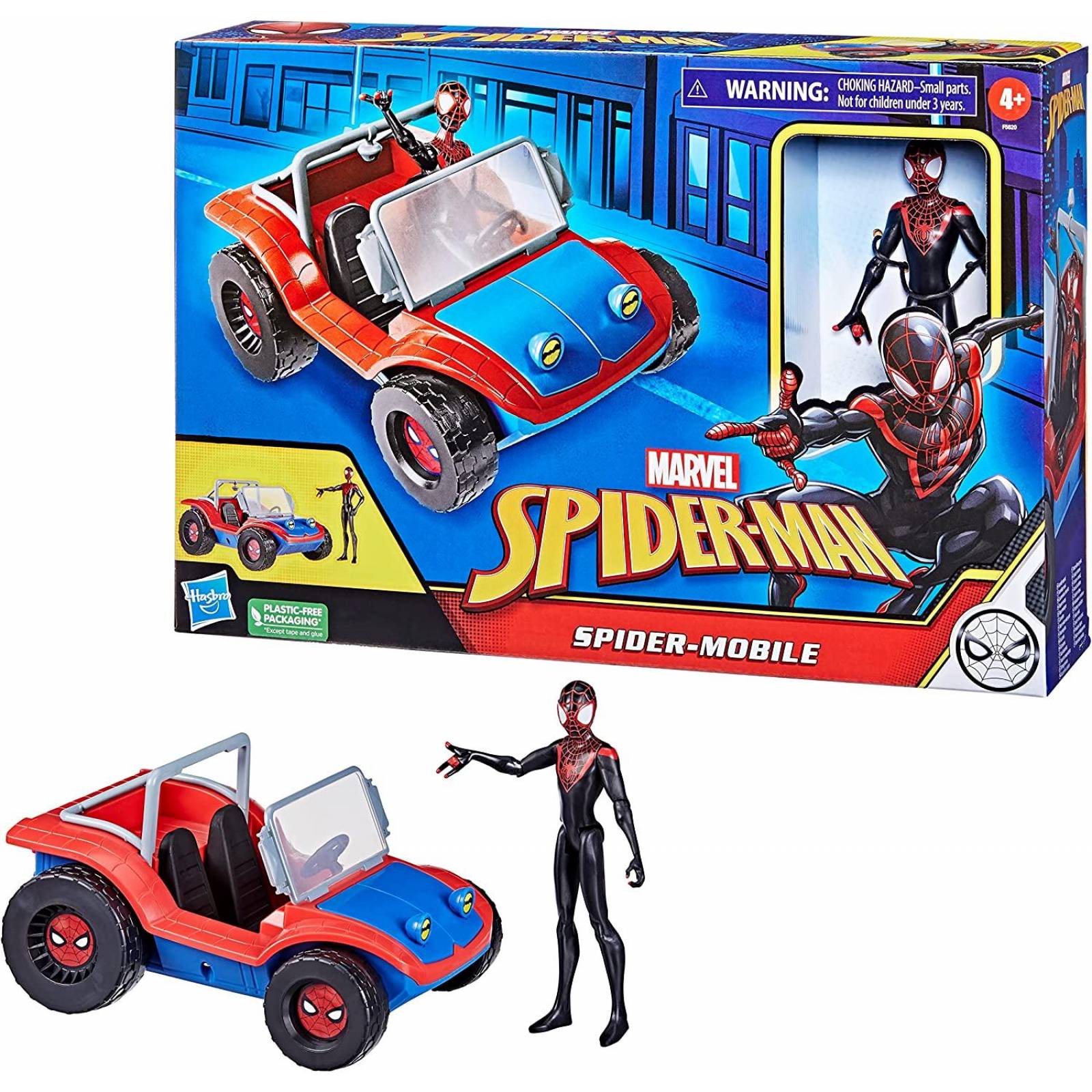 Marvel Spider Man: Spider Mobile Y Miles Morales Figura 6 Pulgadas 