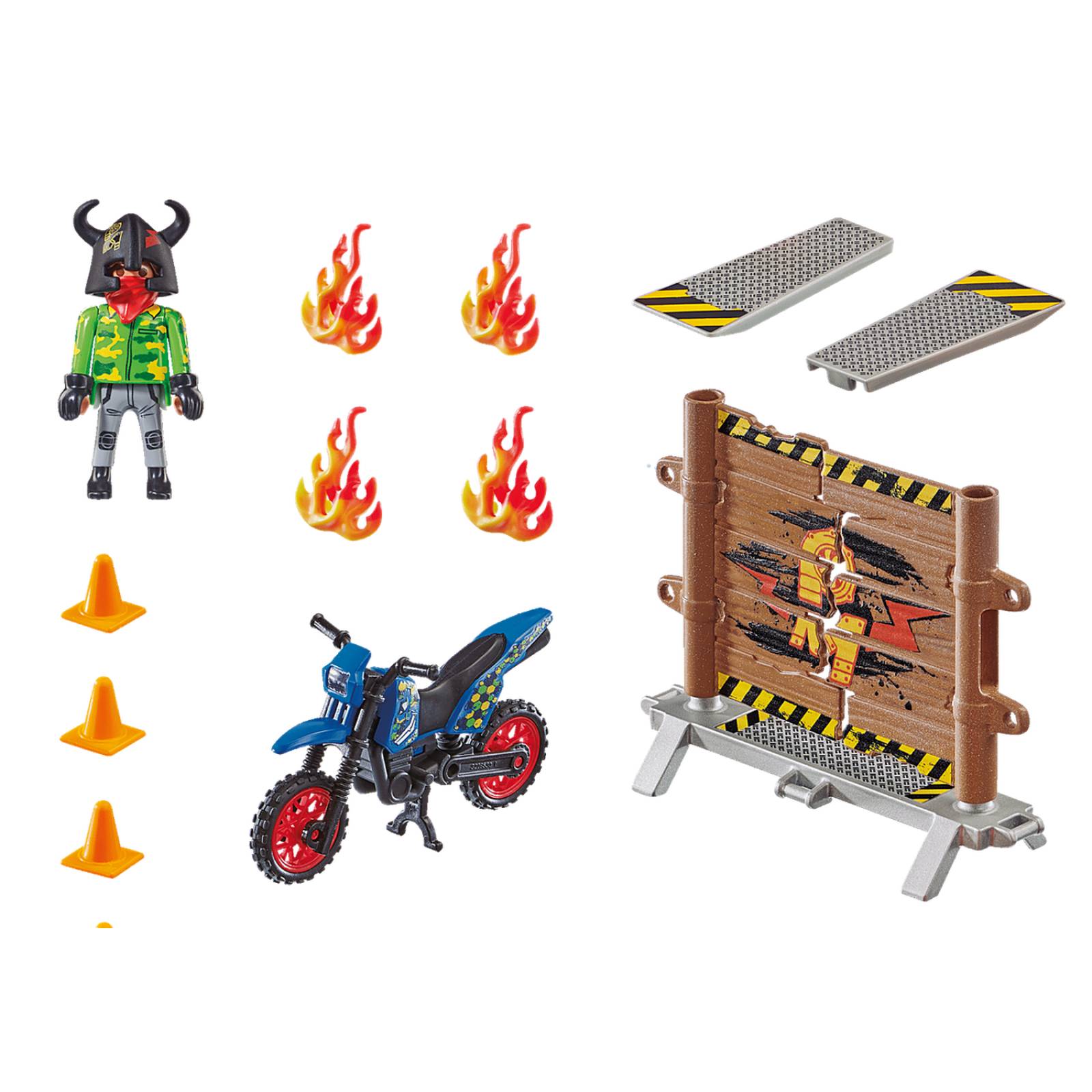Playmobil Stunt Show: Moto Con Muro De Fuego 70553 