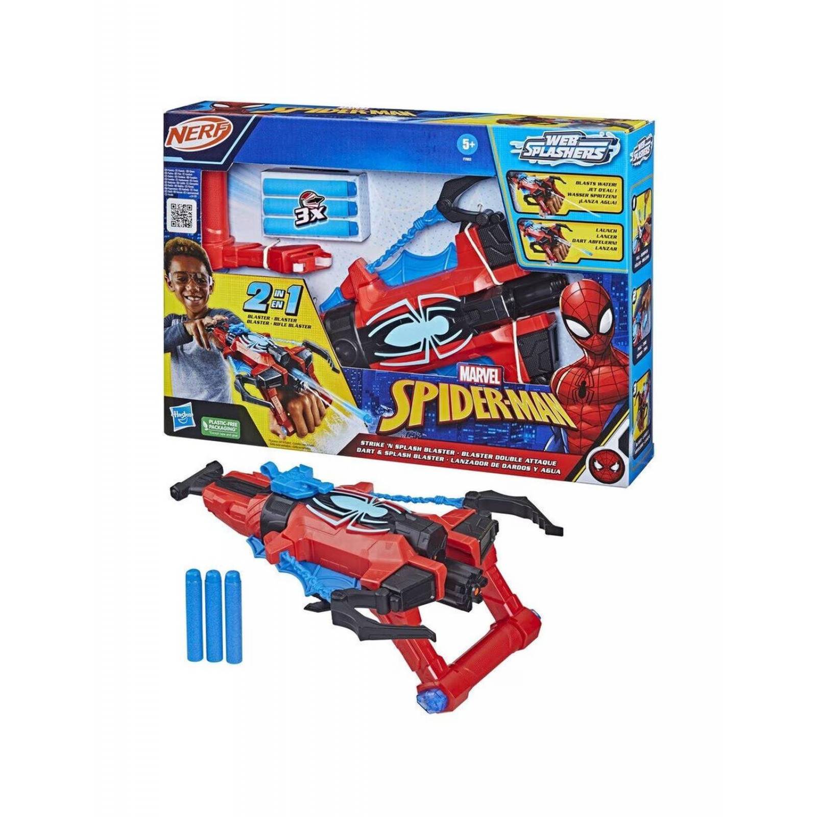 Marvel Spiderman: Webs Blaster Lanzador De Dardos Y Agua 2 En 1 