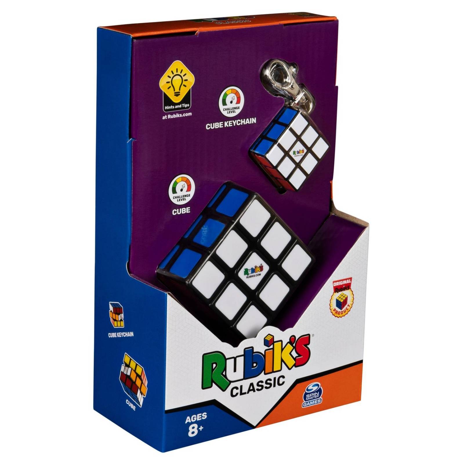 Rubiks: Cubo Rubiks 3X3 Con Llavero 2 Pack 