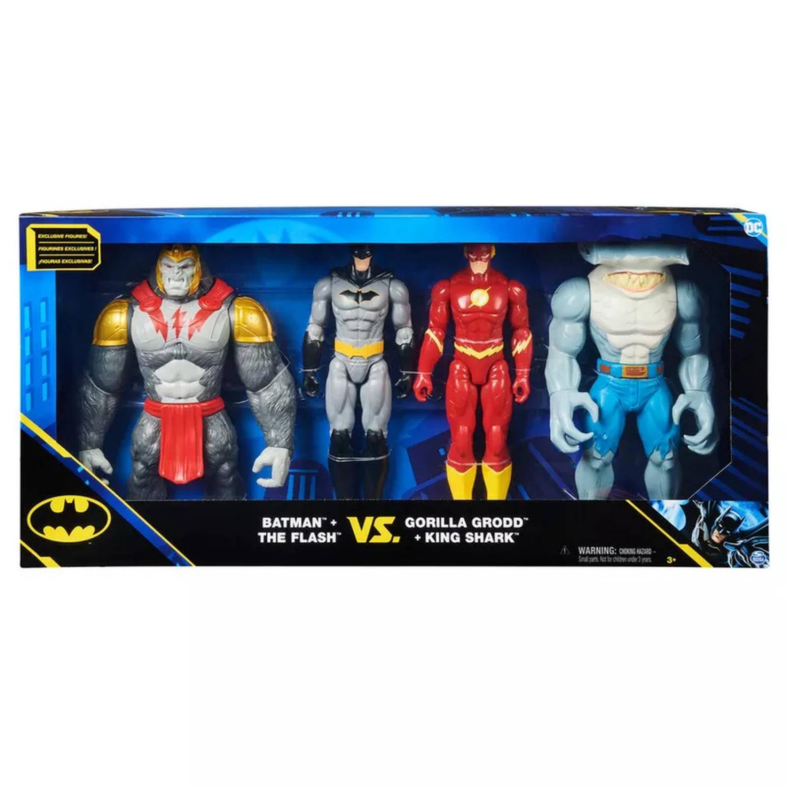 Batman: Set Equipo De Batalla - Batman + Flash Vs Gorilla Grodd + King Shark 12 Pulgada 