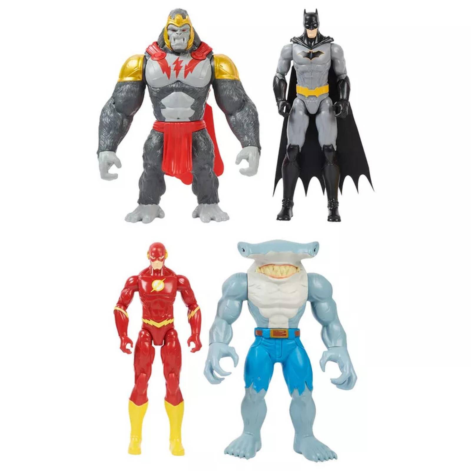 Batman: Set Equipo De Batalla - Batman + Flash Vs Gorilla Grodd + King Shark 12 Pulgada 