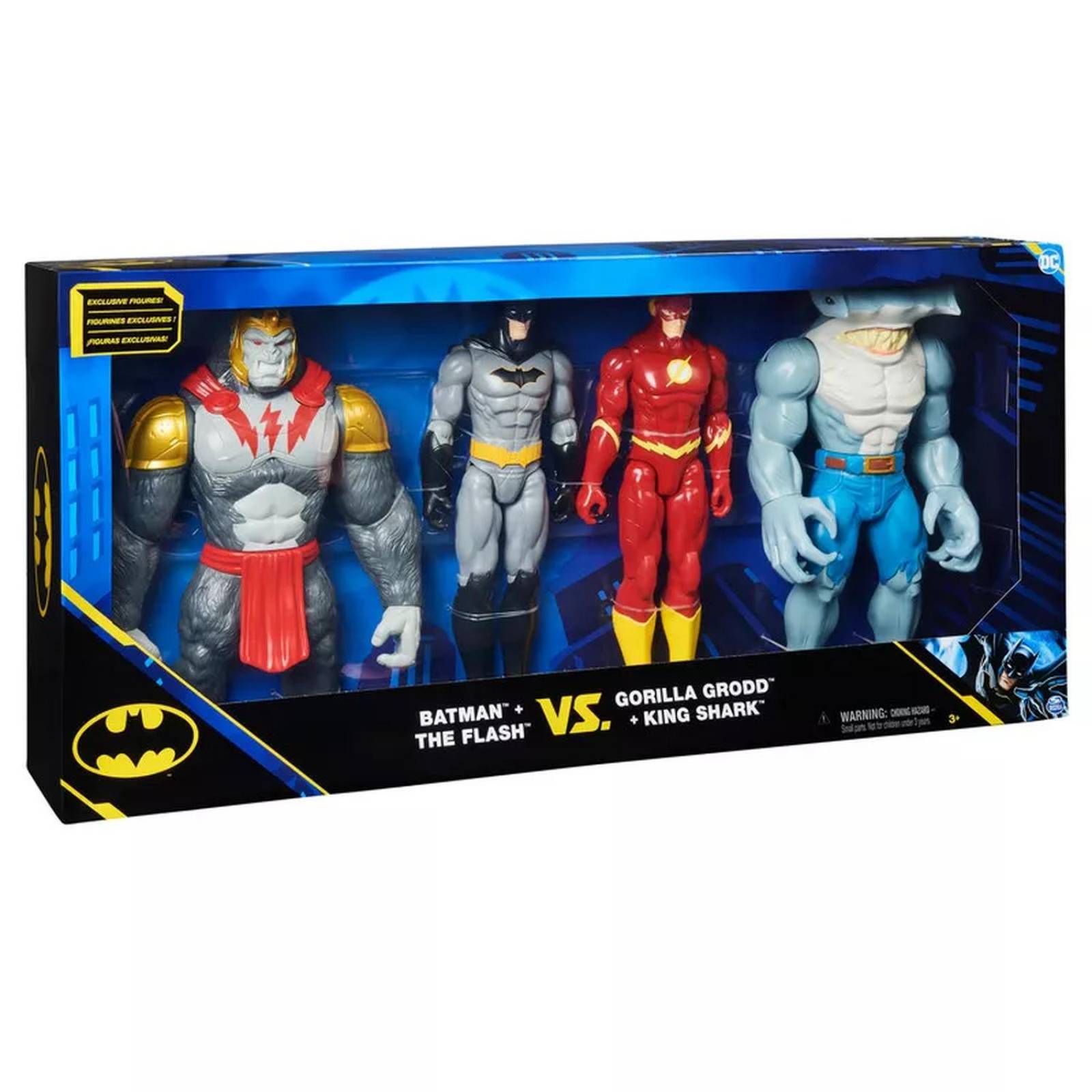 Batman: Set Equipo De Batalla - Batman + Flash Vs Gorilla Grodd + King Shark 12 Pulgada 