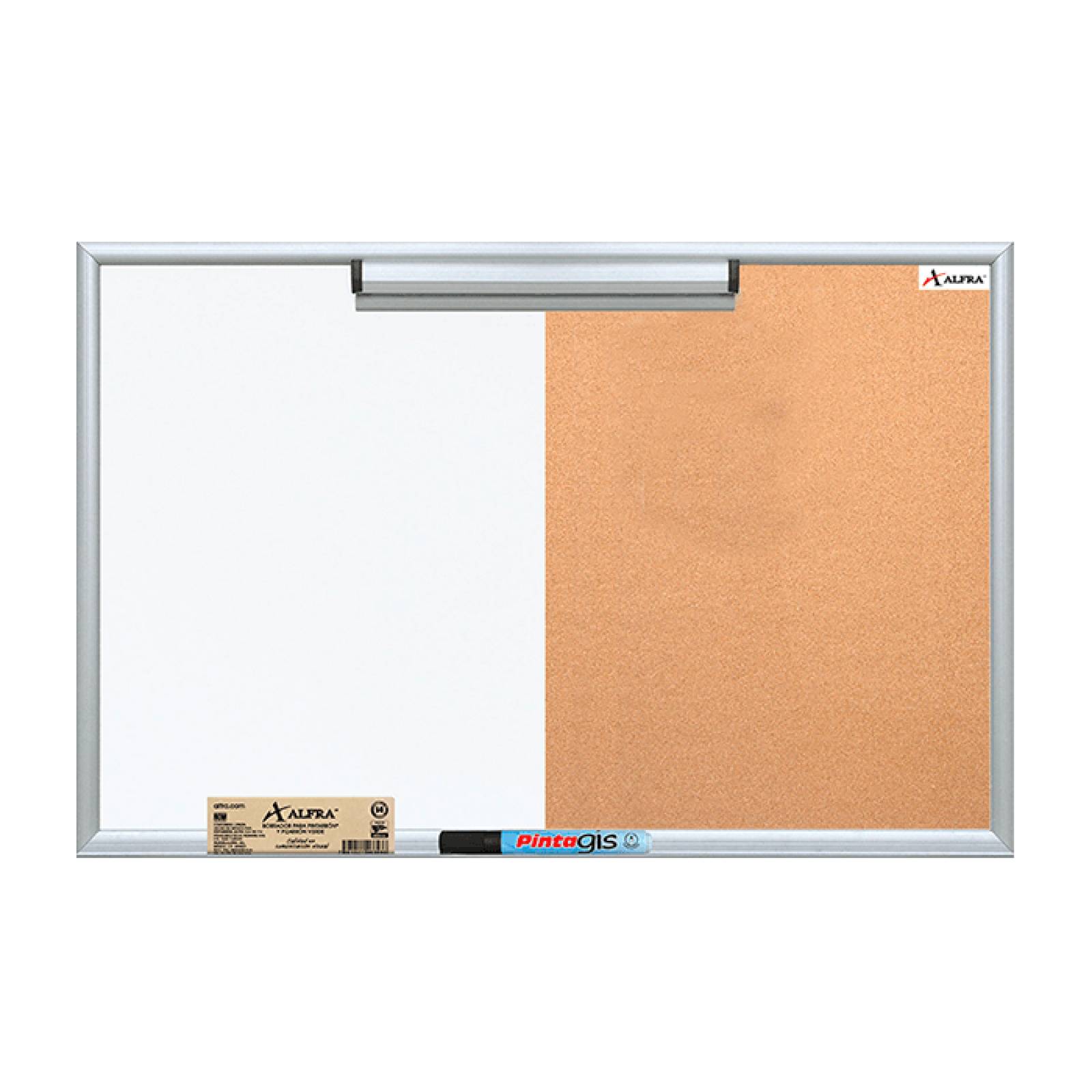 Pizarra Pintarrón Corcho Mixto Modelo Clásico Alfra 90x120 cm