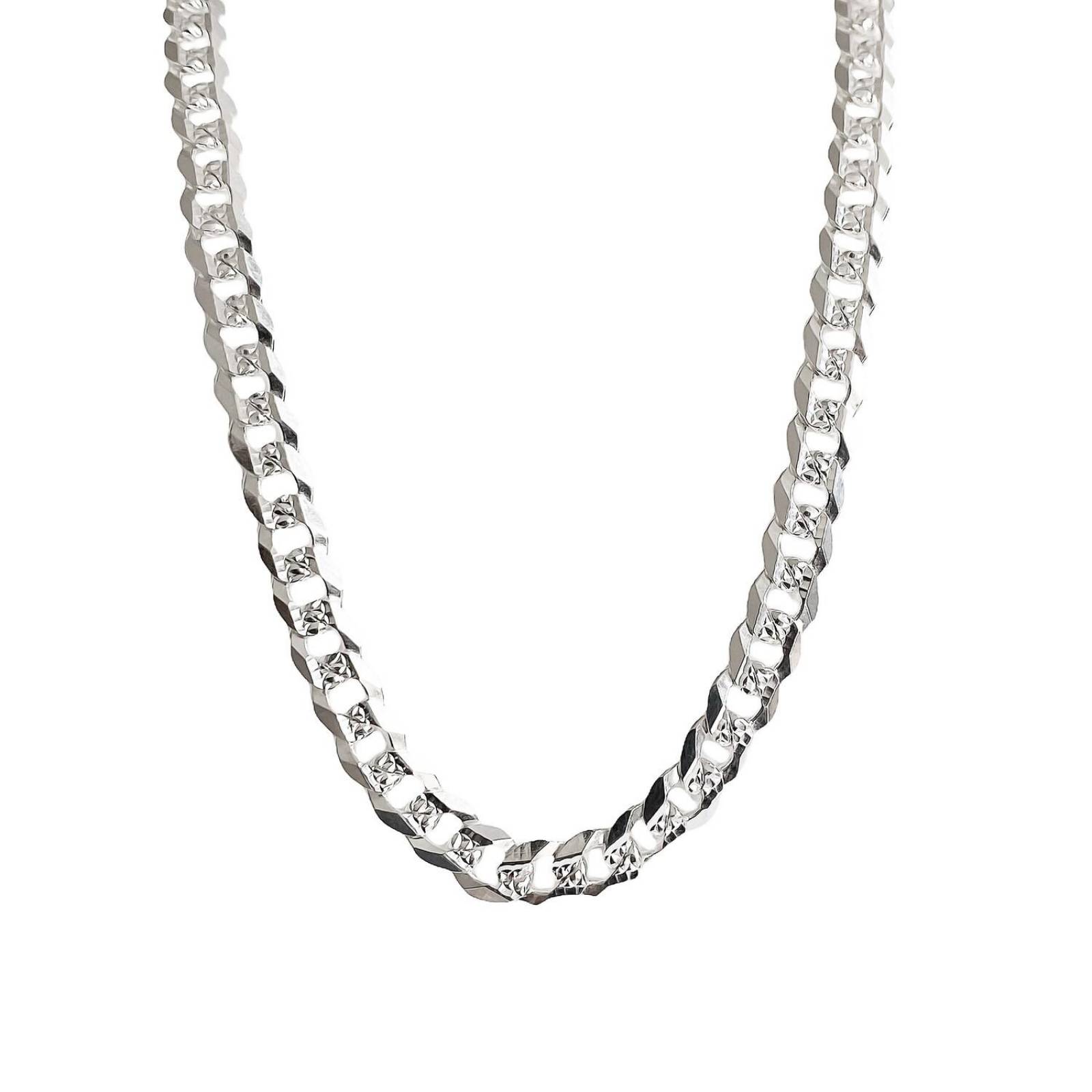 Cadena Cubana Gruesa Diamantada Plata 925 Hombre 60cm X 8mm