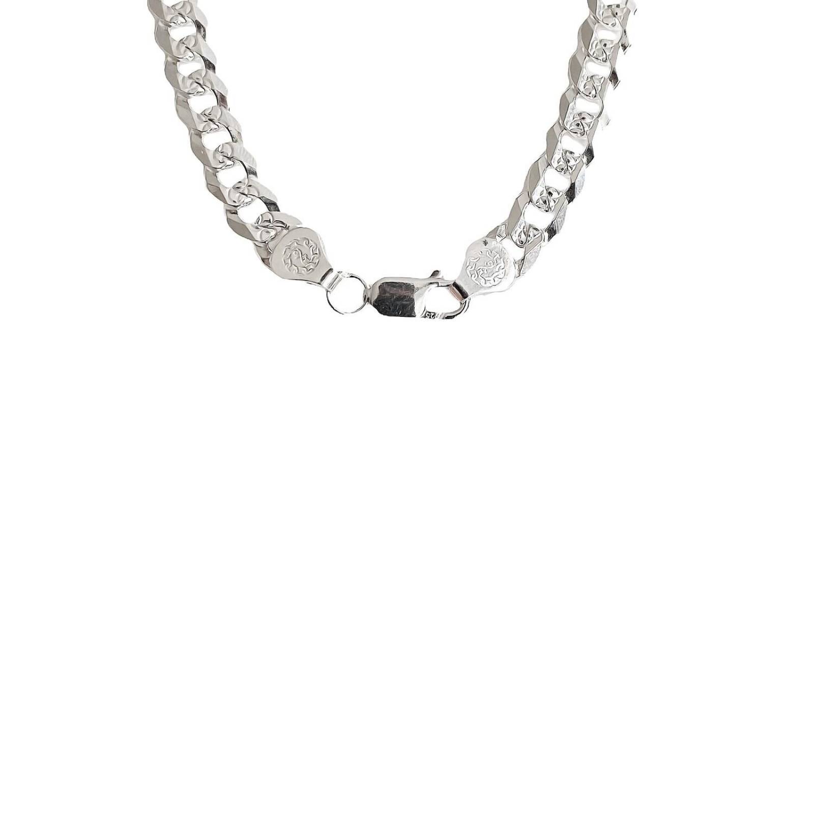 Cadena Cubana Gruesa Diamantada Plata 925 Hombre 60cm X 8mm