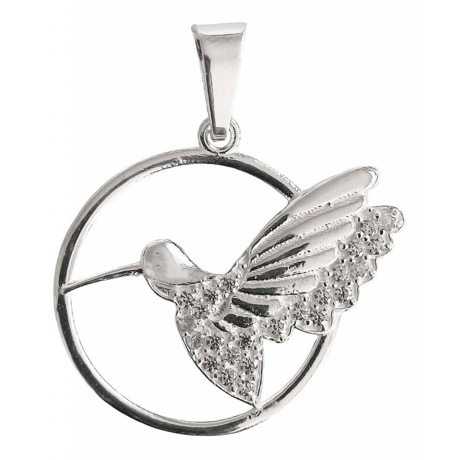 Dijes Colibrí Zirconias Con Circulo Plata Solida 925 