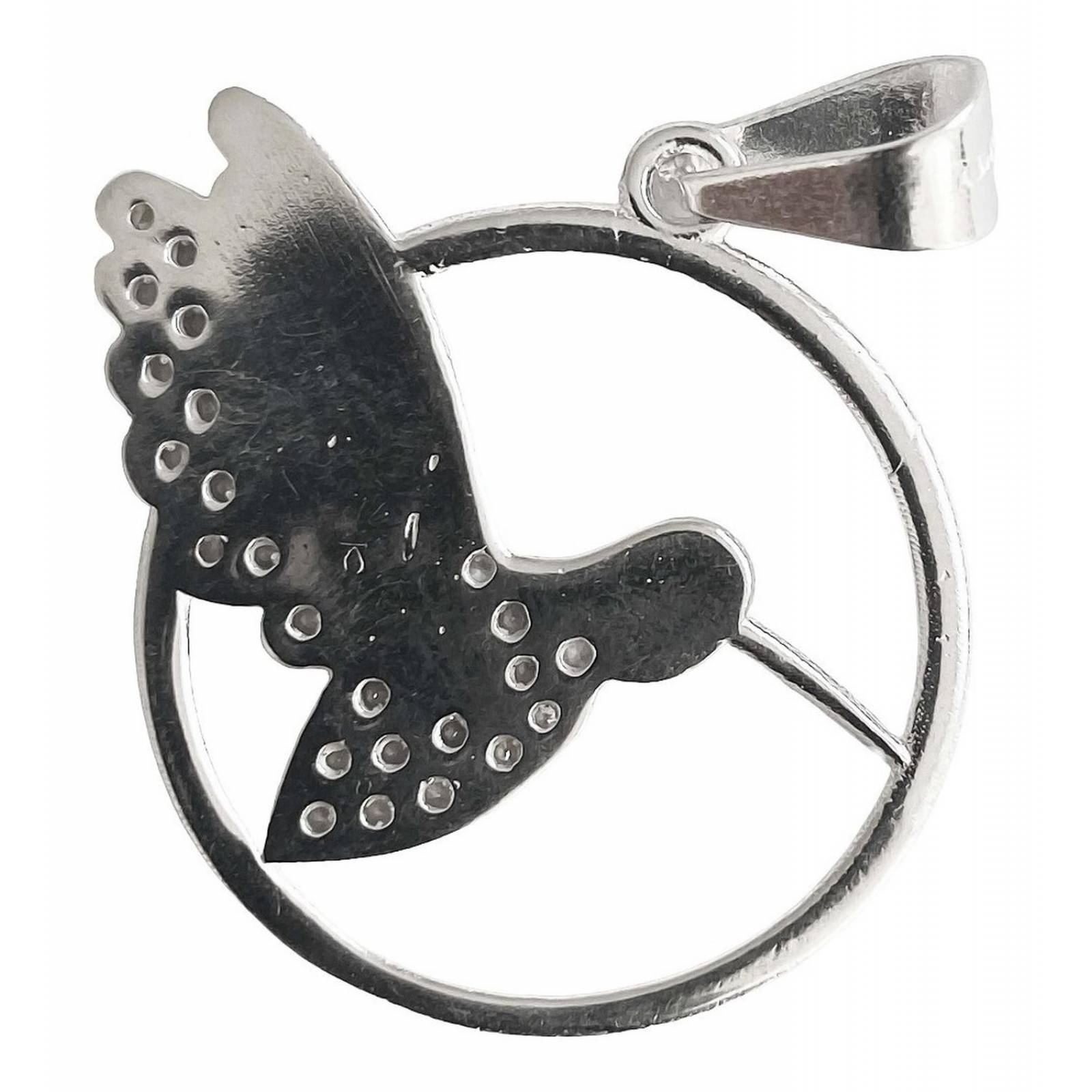 Dijes Colibrí Zirconias Con Circulo Plata Solida 925 