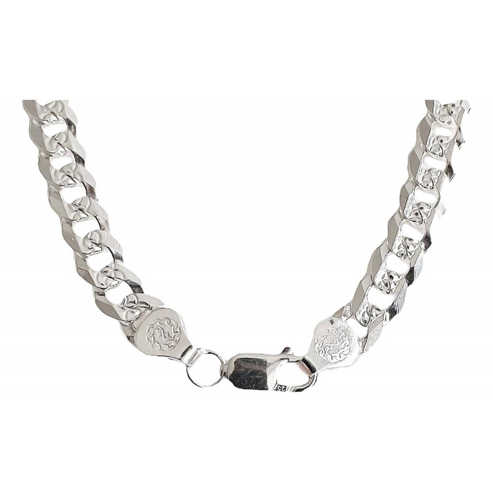 Cadena Cubana Gruesa Diamantada Plata 925 Hombre 55cm X 7mm