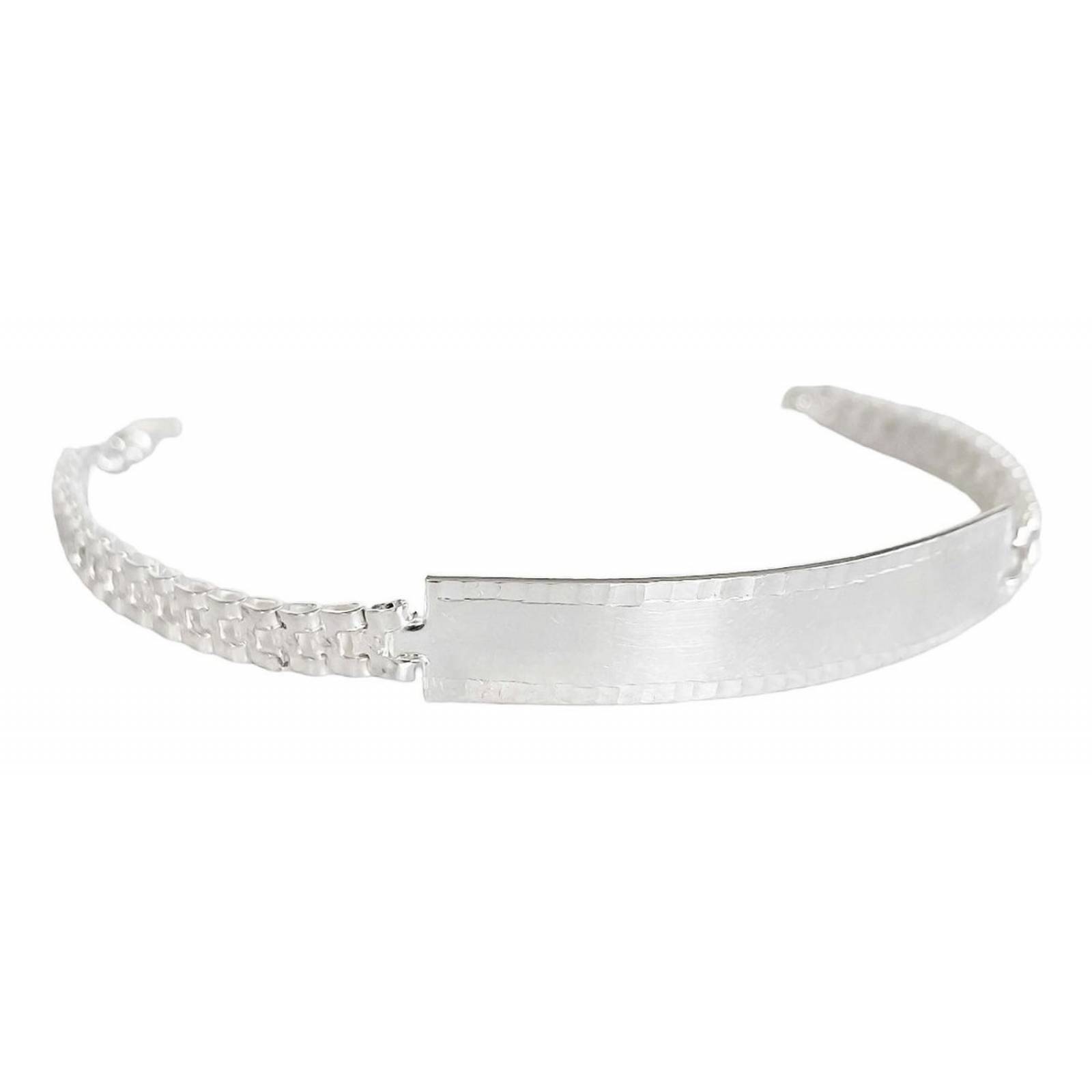 Pulsera Rolex Mujer Esclava Placa Diamantada Plata 925 4 Mm