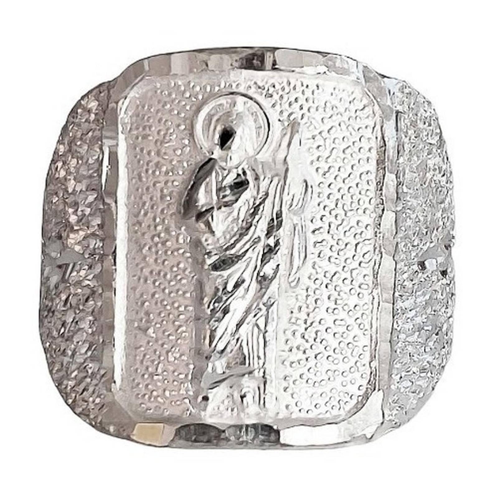 Anillo San Judas Tadeo Diamantado Plata Fina Ley S925 9.5 Plateado diagonal