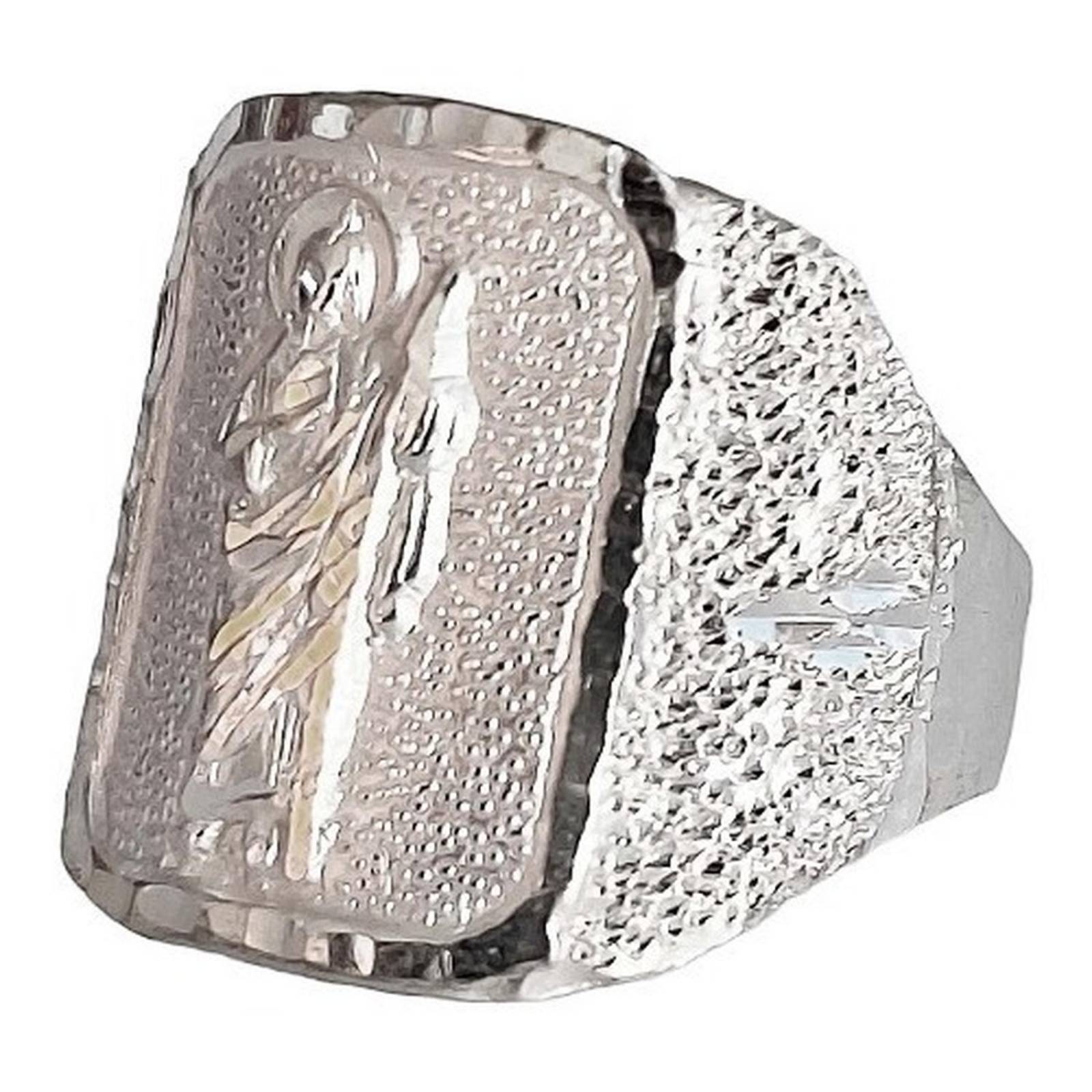 Anillo San Judas Tadeo Diamantado Plata Fina Ley S925 11.5 Plateado diagonal