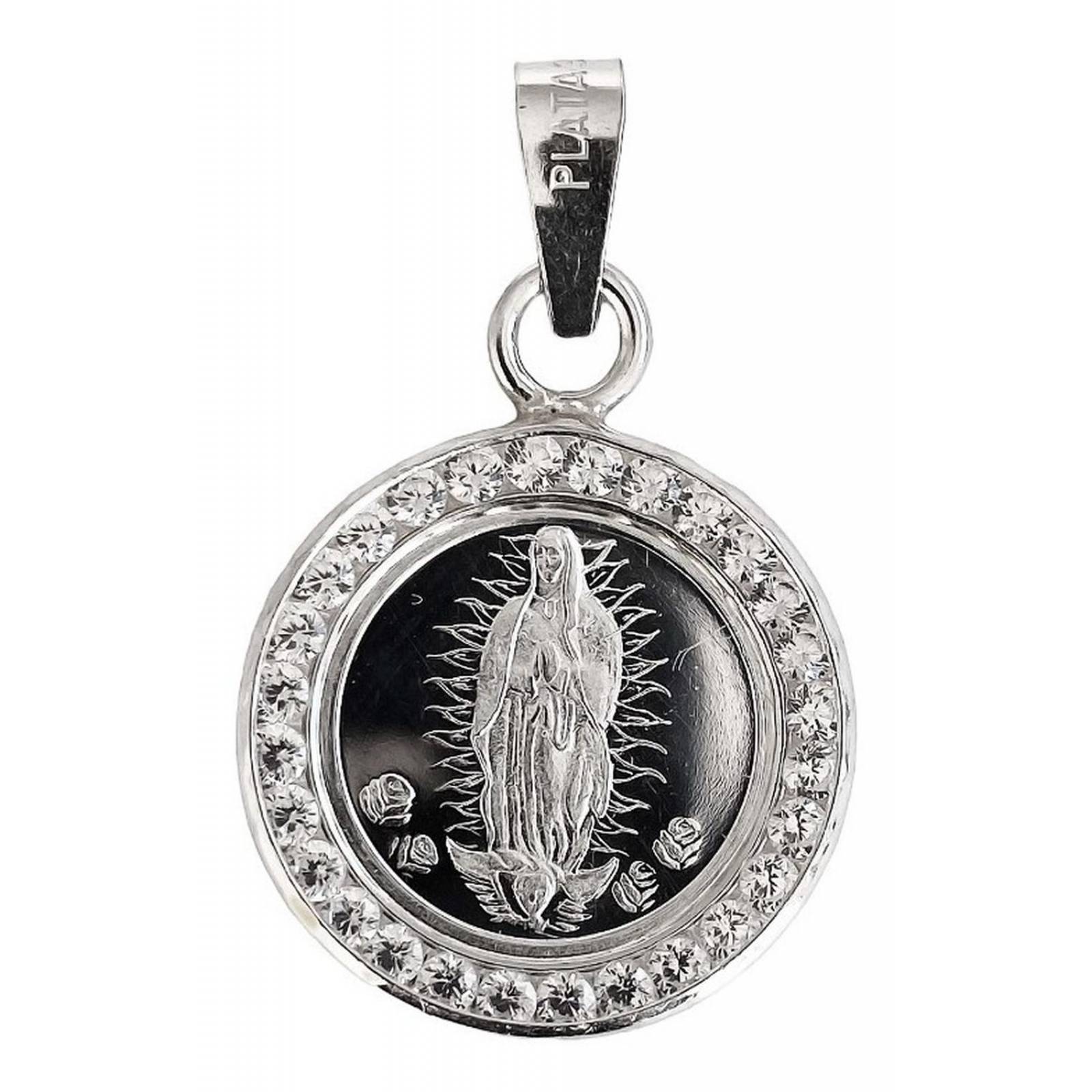 Dije Medalla Virgen De Guadalupe Zirconia Plata Pura Ley 999 