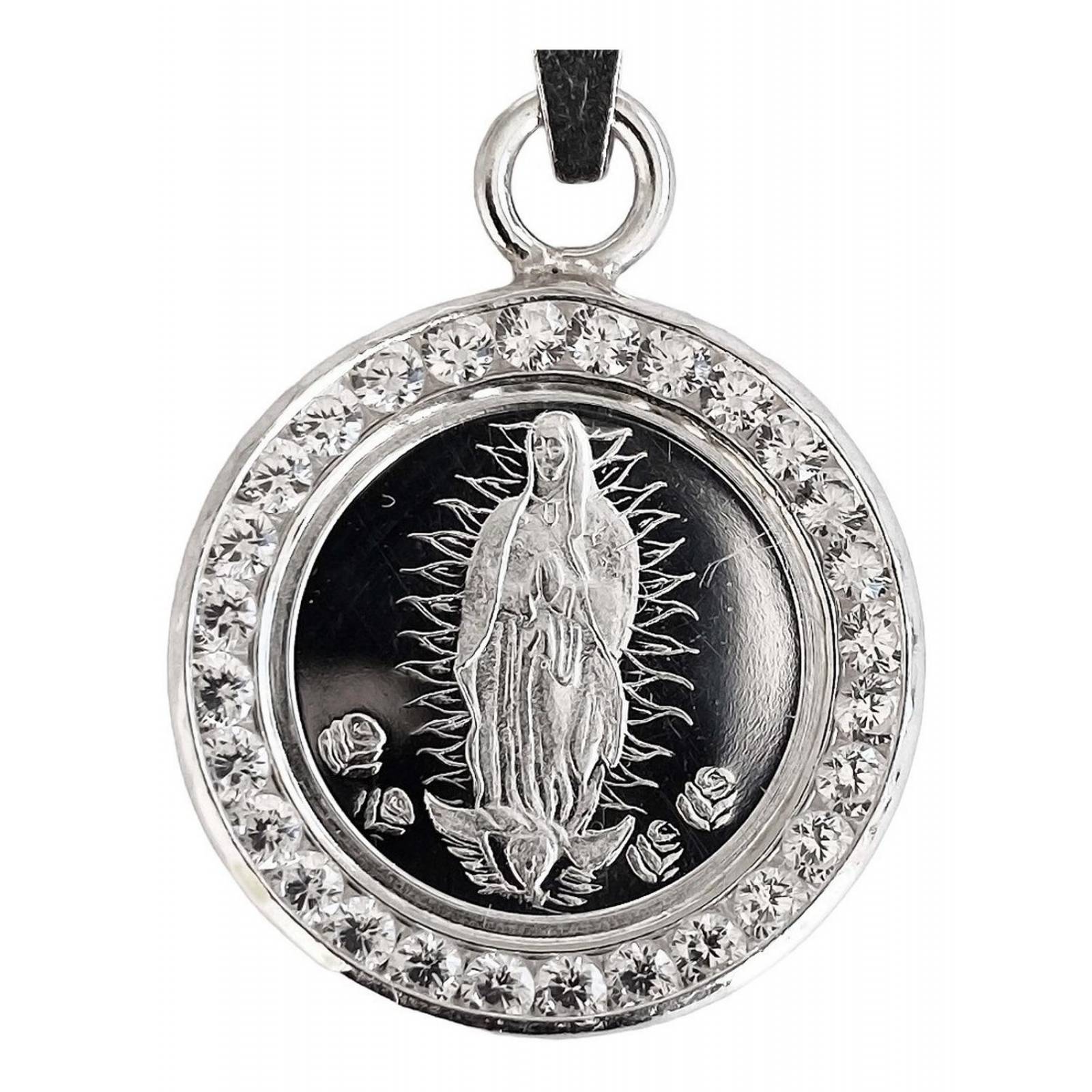 Dije Medalla Virgen De Guadalupe Zirconia Plata Pura Ley 999 