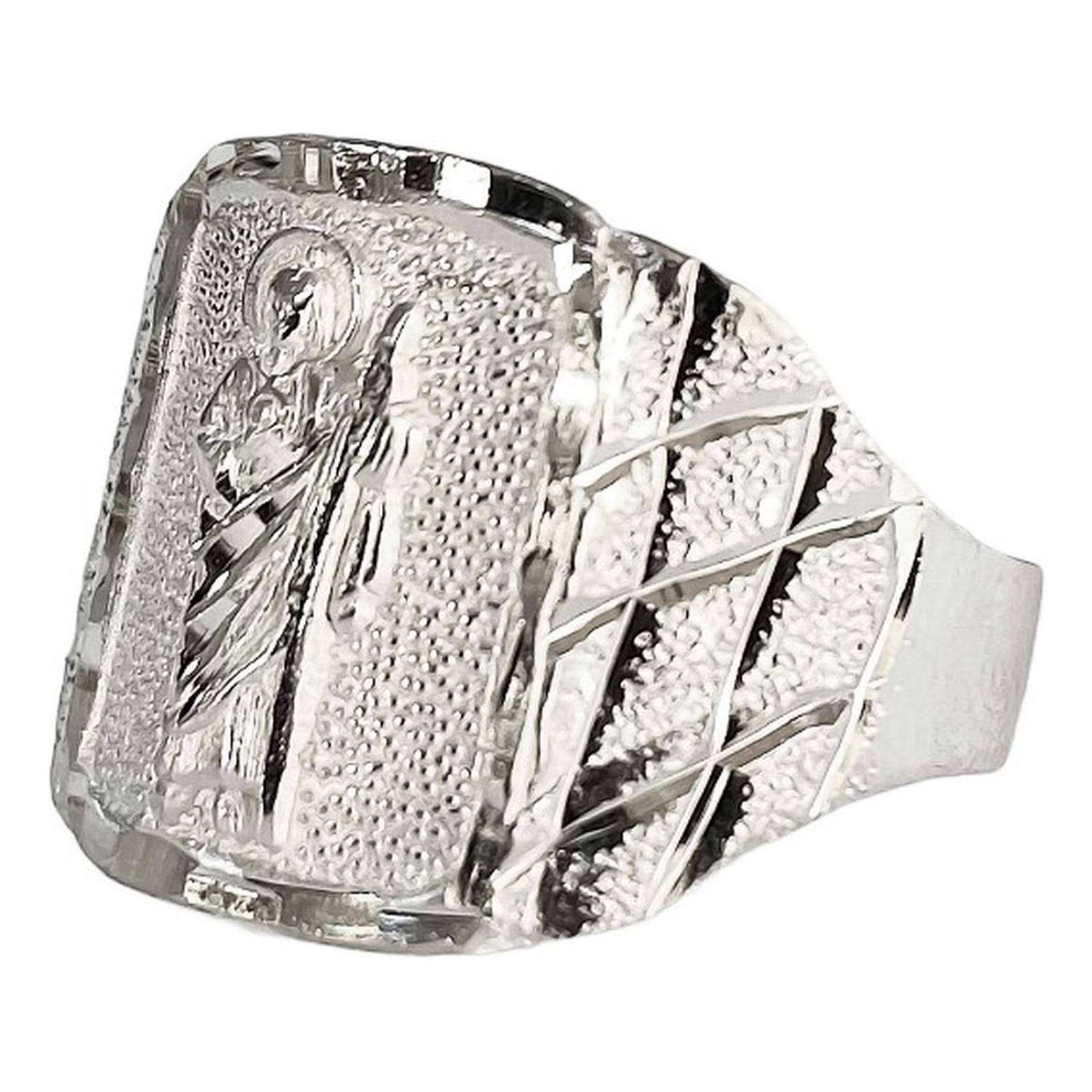 Anillo San Judas Tadeo Diamantado Plata Fina Ley S925 Plateado