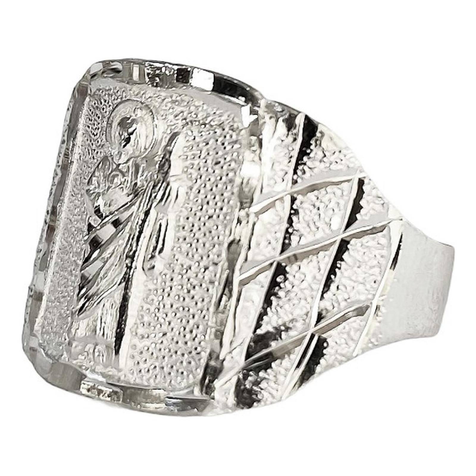 Anillo San Judas Tadeo Diamantado Plata Fina Ley S925 Plateado cuadrado 11.5