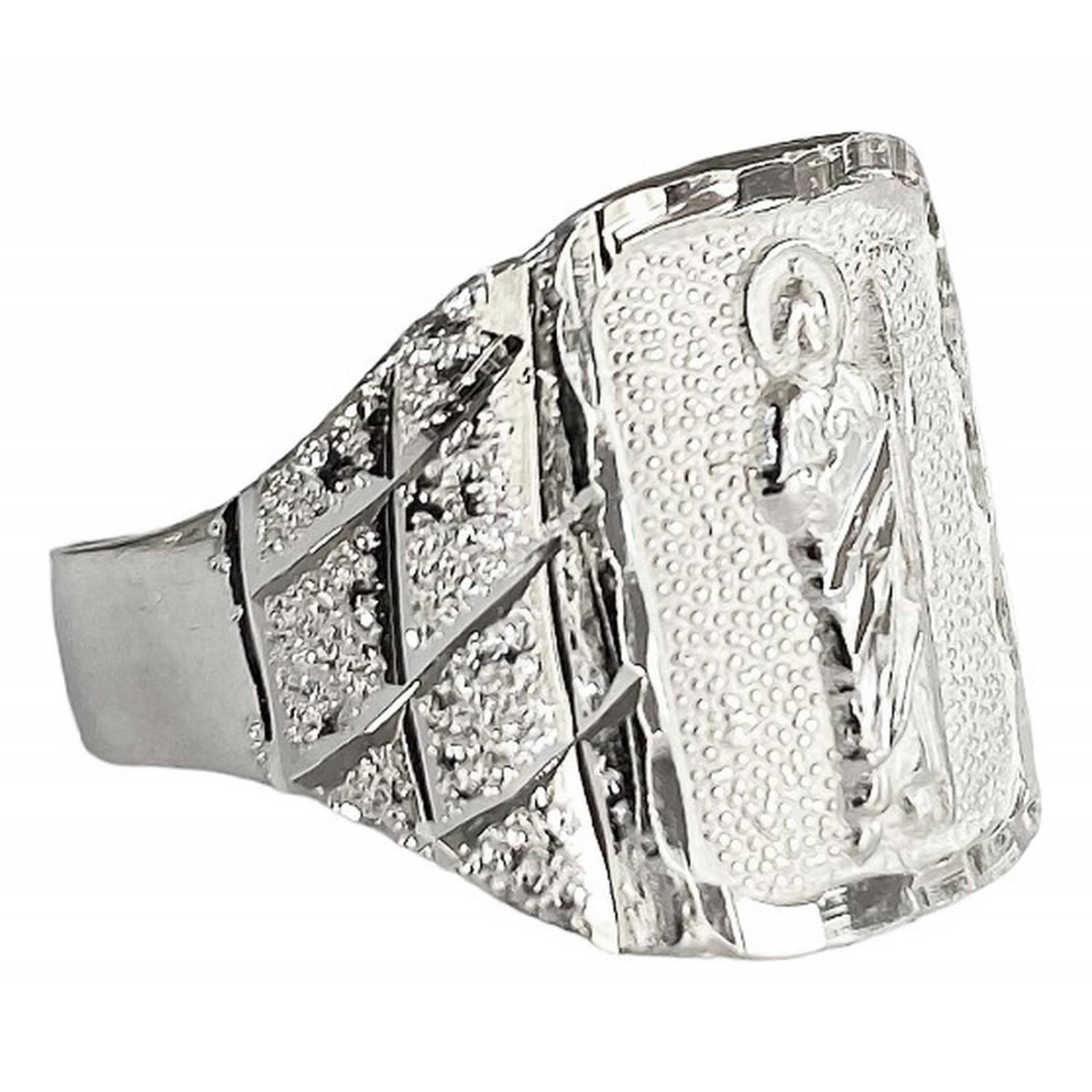 Anillo San Judas Tadeo Diamantado Plata Fina Ley S925 Plateado cuadrado 11.5