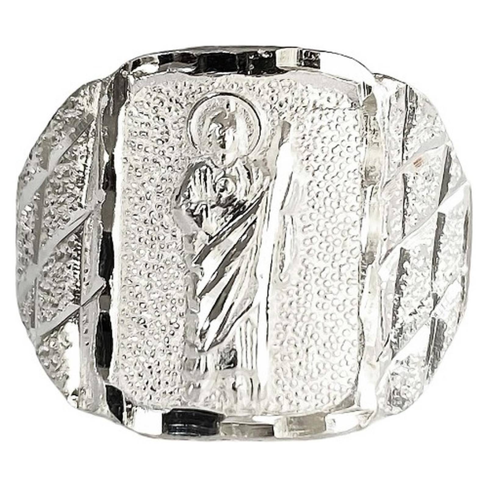 Anillo San Judas Tadeo Diamantado Plata Fina Ley S925 Plateado cuadrado 11.5